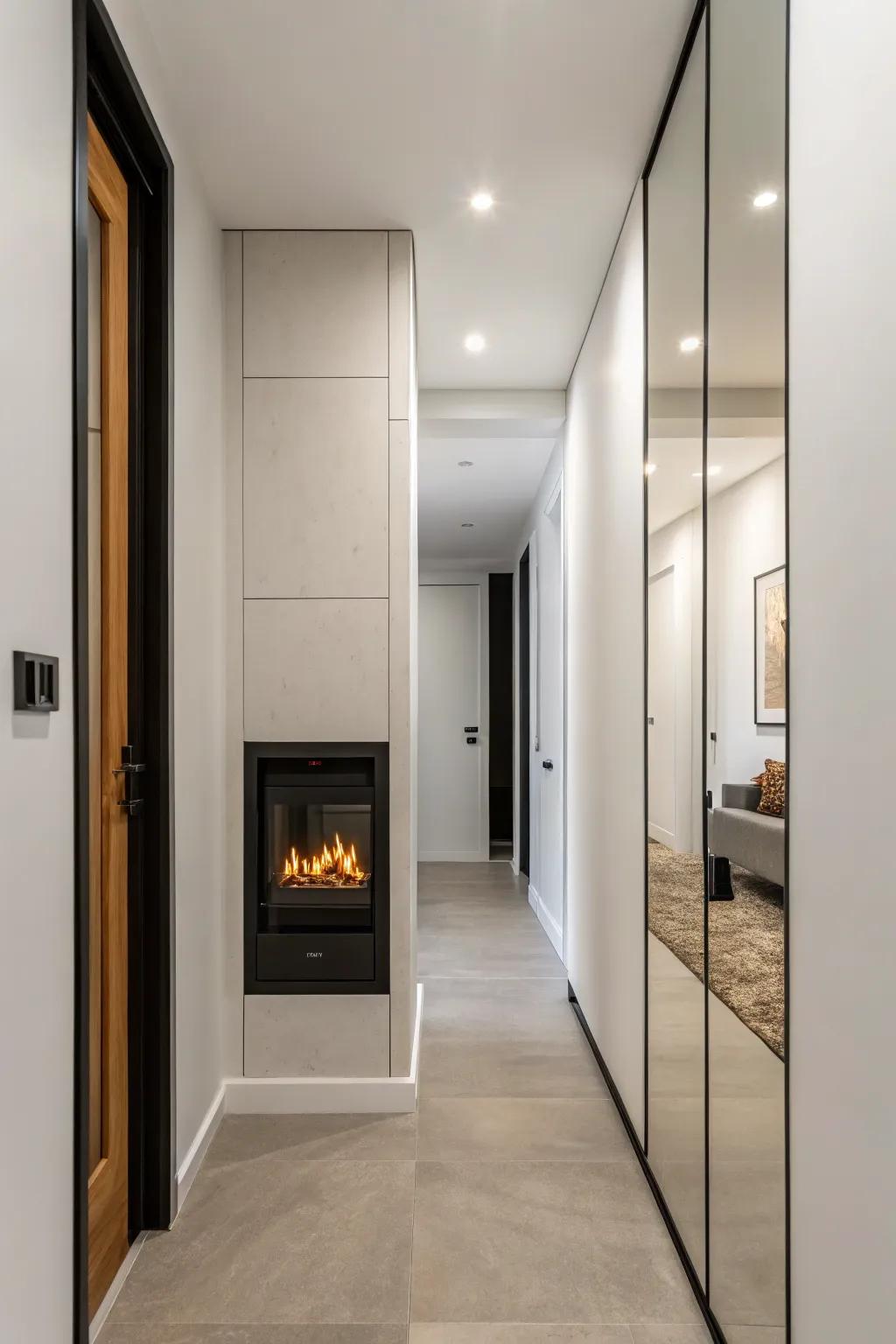 Mirrored panel hiding furnace