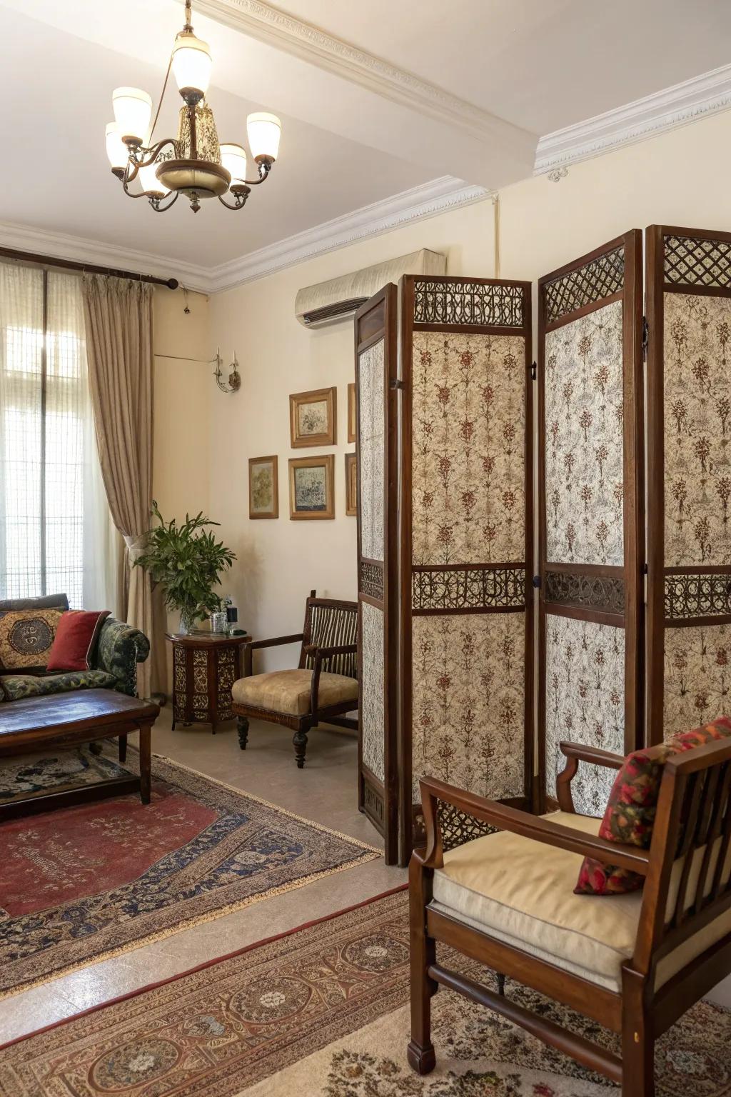 Room divider hiding furnace