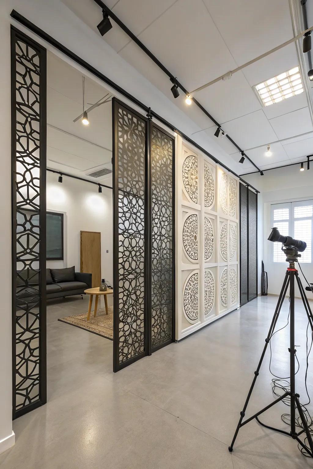 Intricate decorative panels hiding utilities