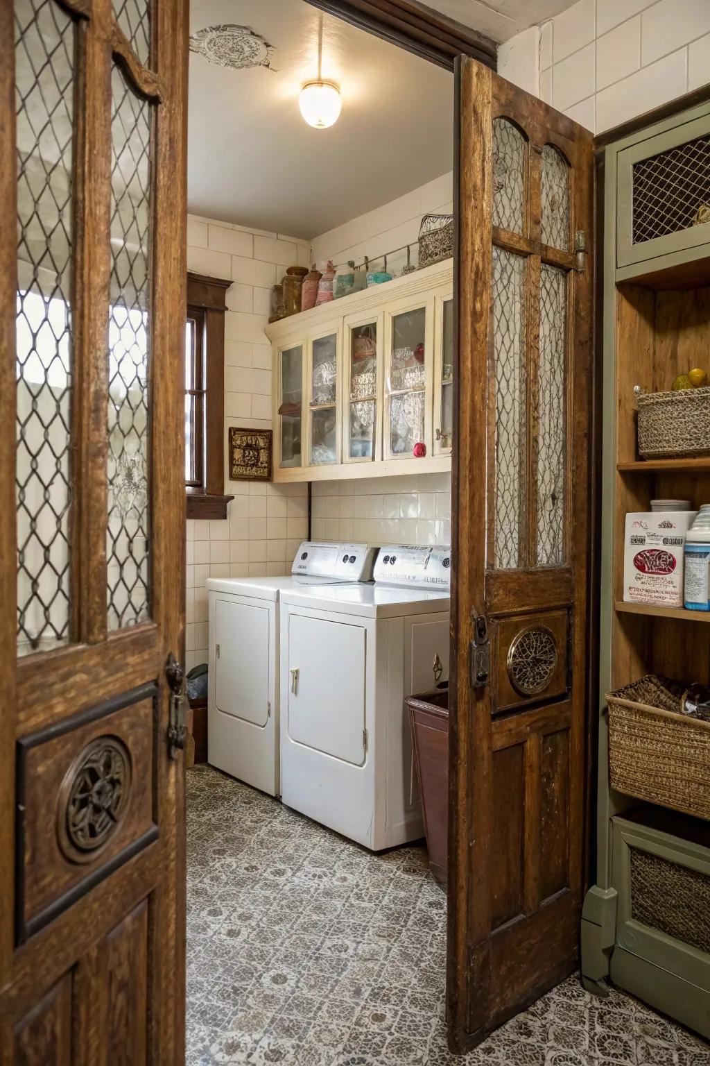 Antique doors concealing utilities