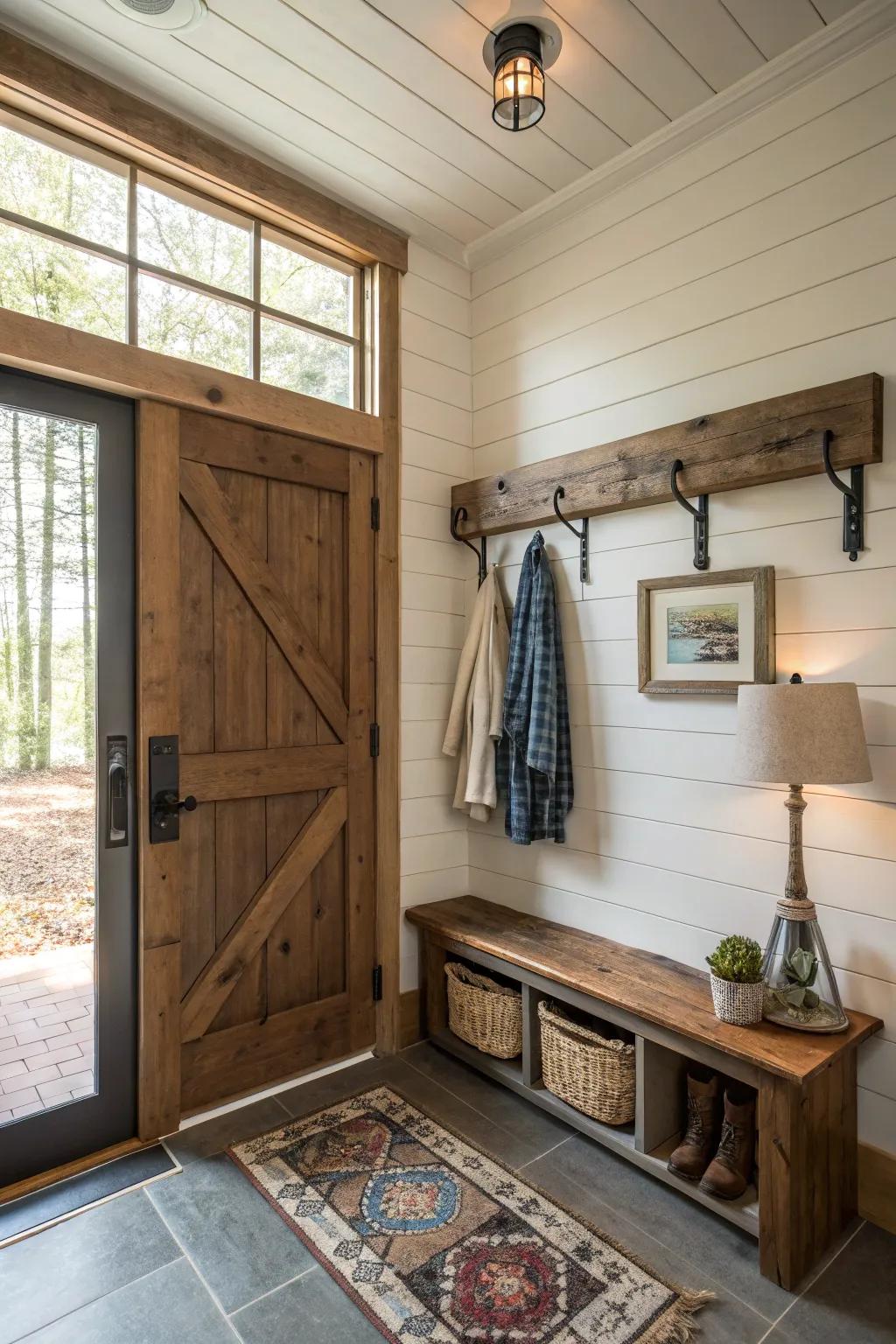 Shiplap wall hiding furnace
