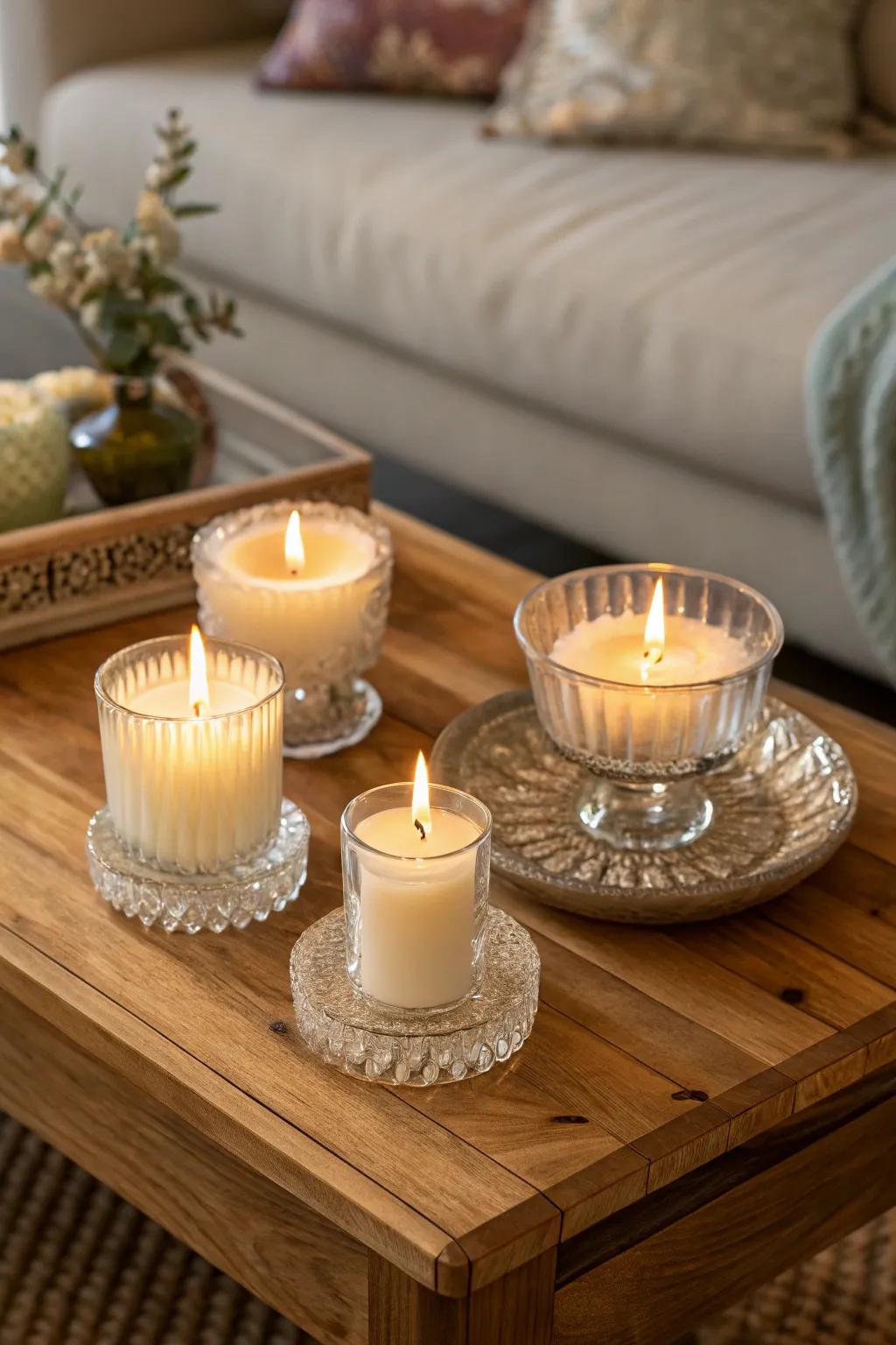 Hand-poured candles to create a warm atmosphere.