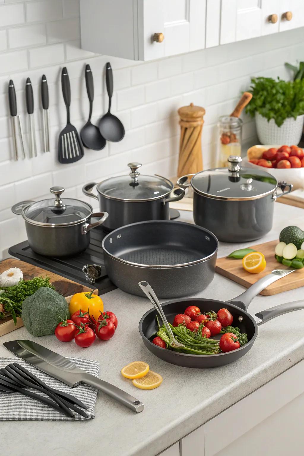 A stylish cookware set for culinary creativity.