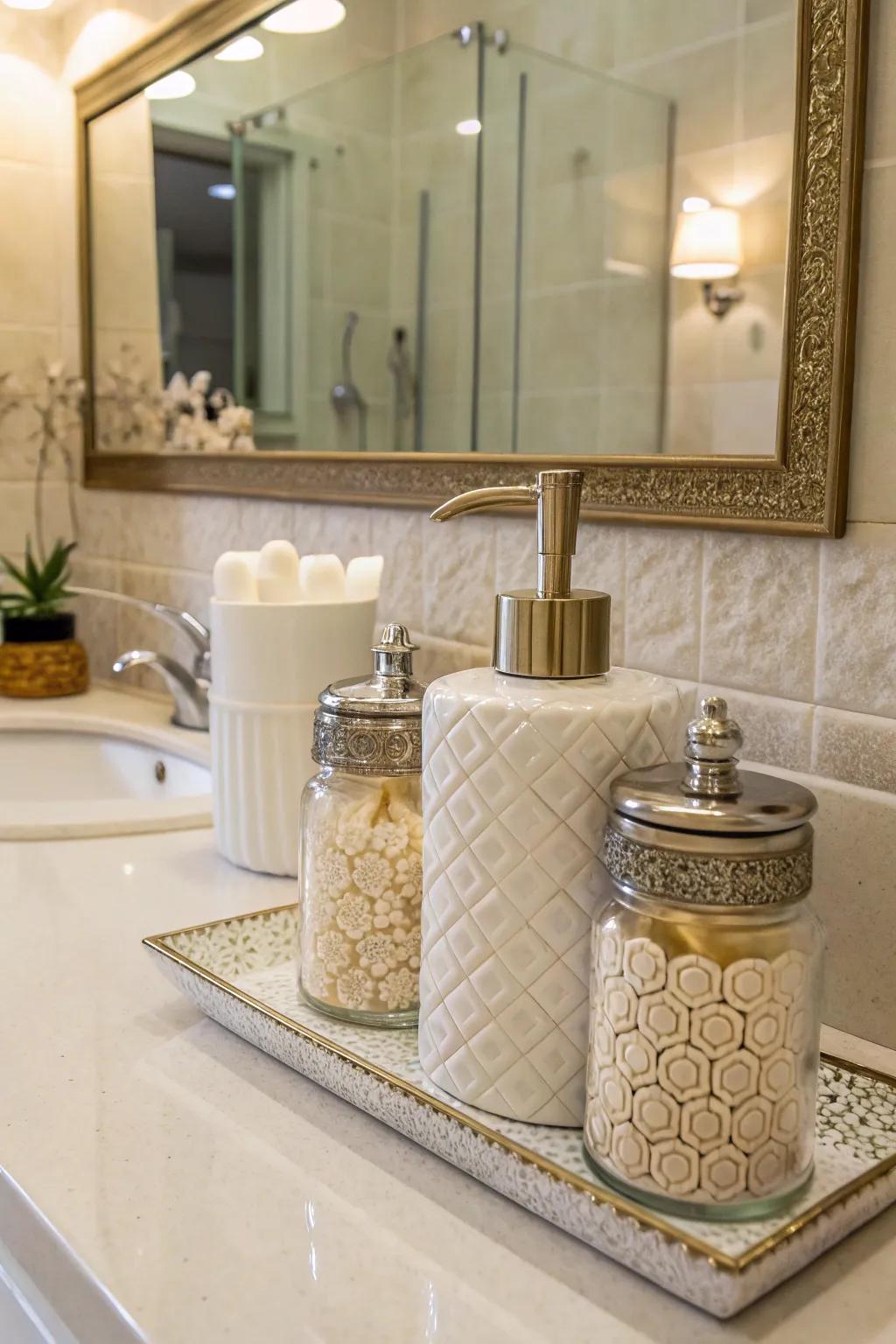 Carefully chosen accessories add charm to this guest bathroom.