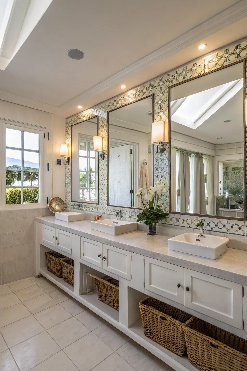 Mirrors strategically placed to enhance space and light.
