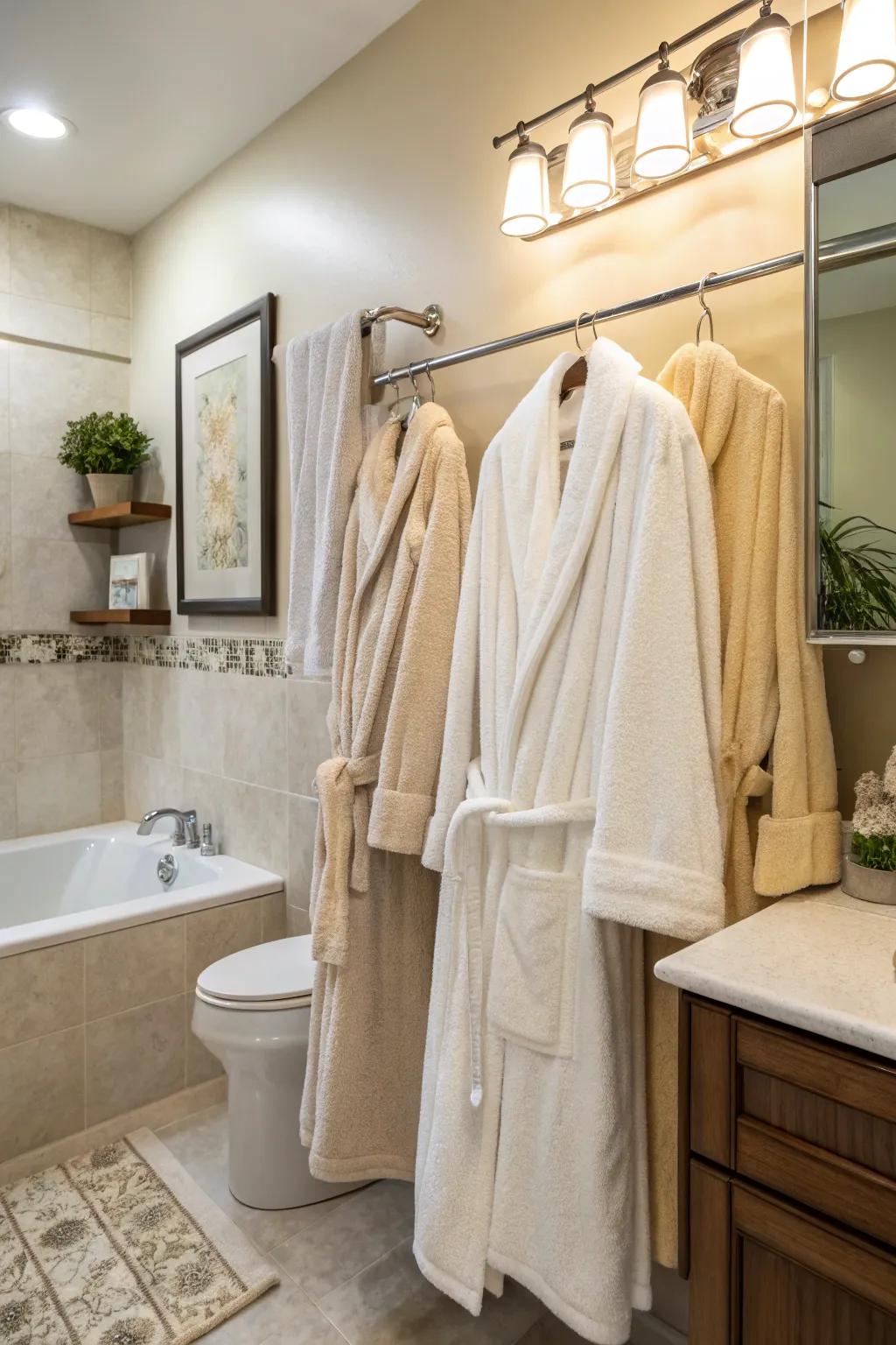 Soft, high-end linens elevate this guest bathroom.