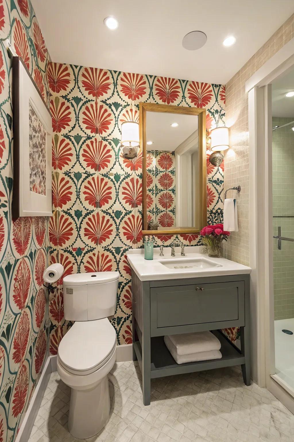 Vibrant wallpaper adds personality and style.