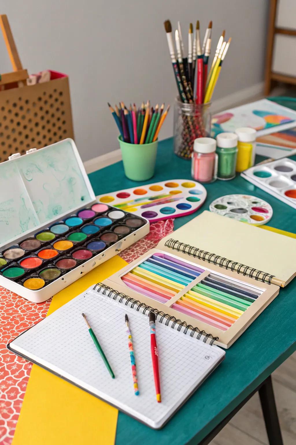 An art supply kit designed to inspire young artists.