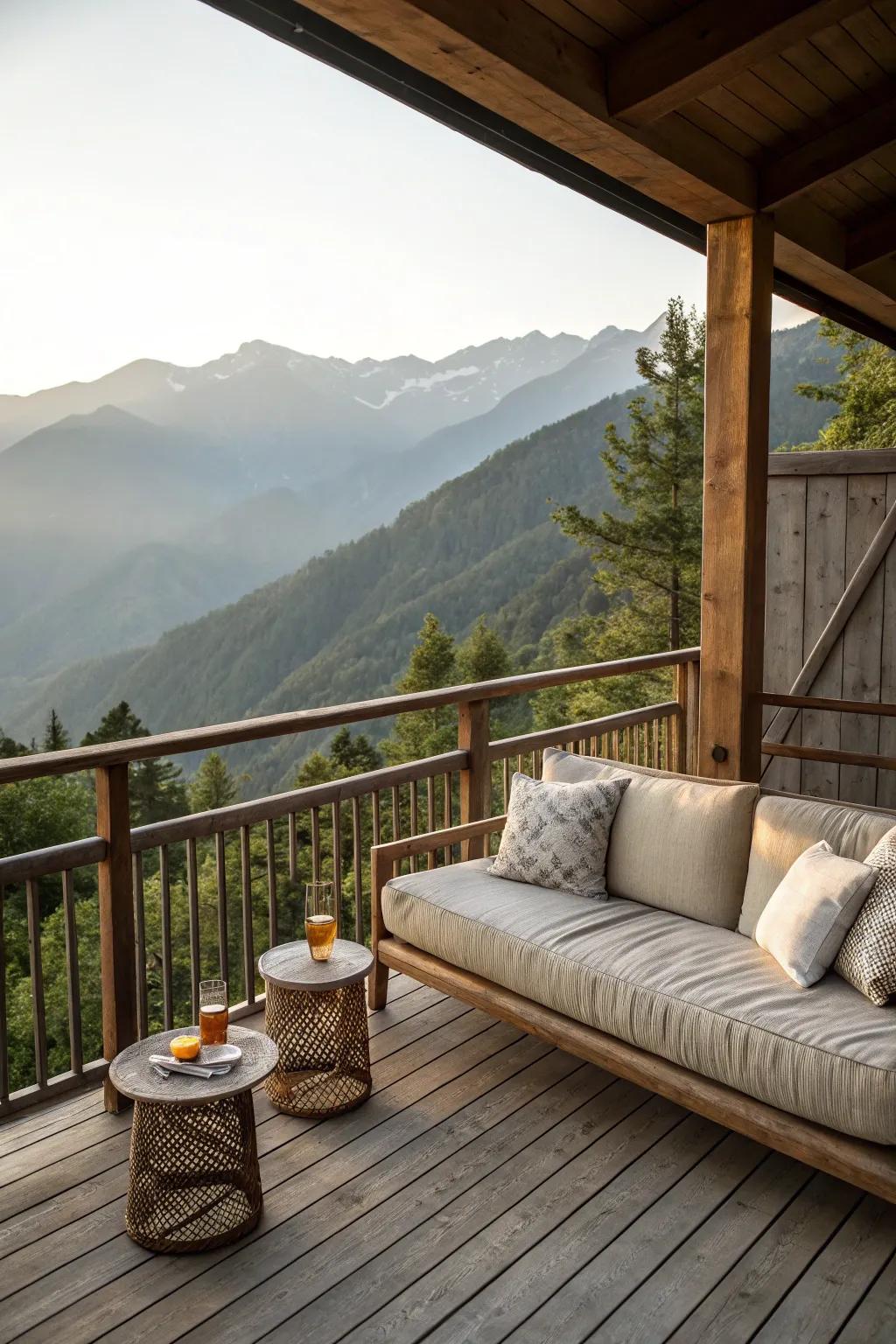 Deck arranged to highlight breathtaking vistas.