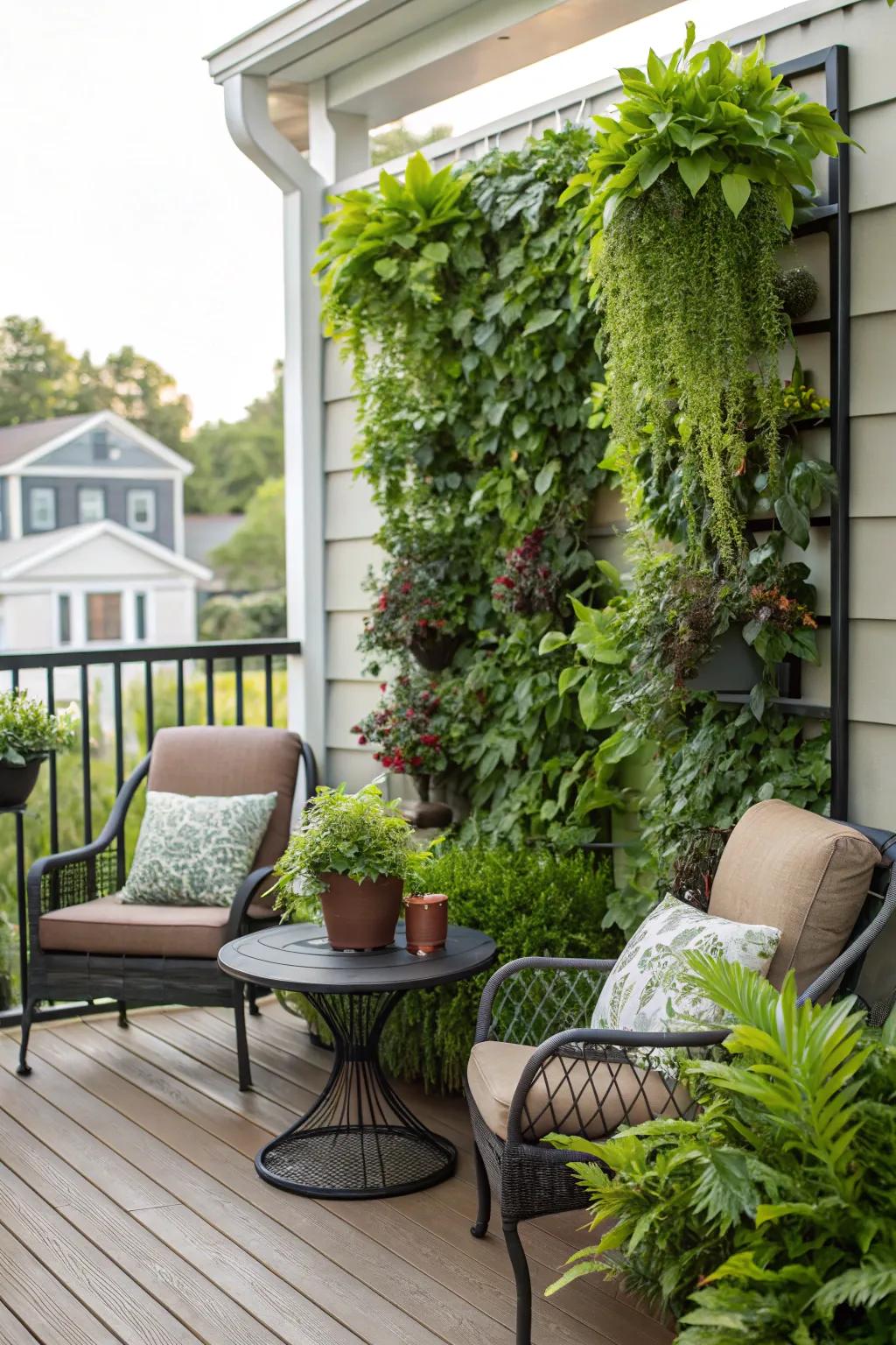 Deck transformed into a green garden oasis.