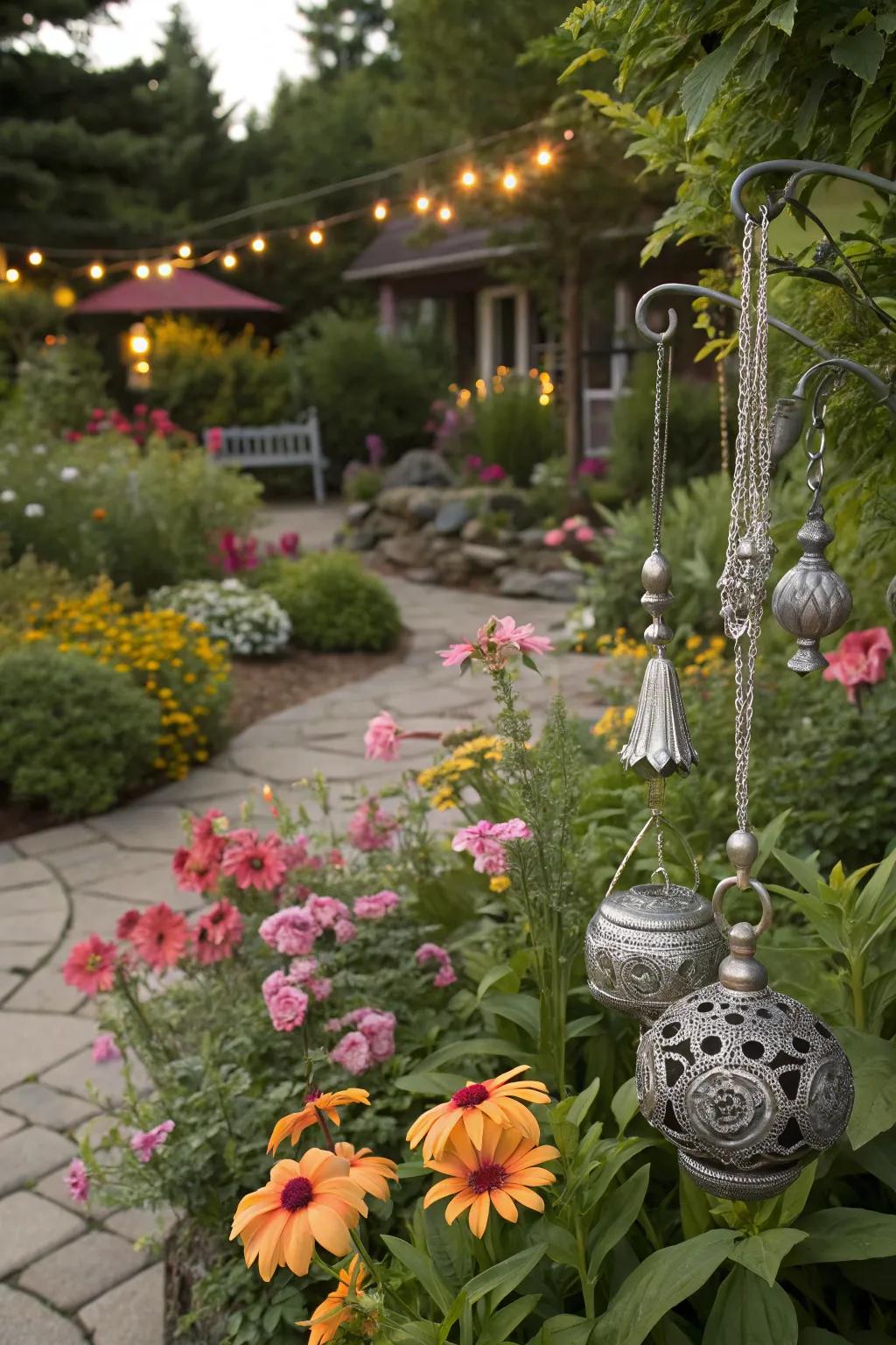 Pewter garden ornaments add whimsy to outdoor spaces.