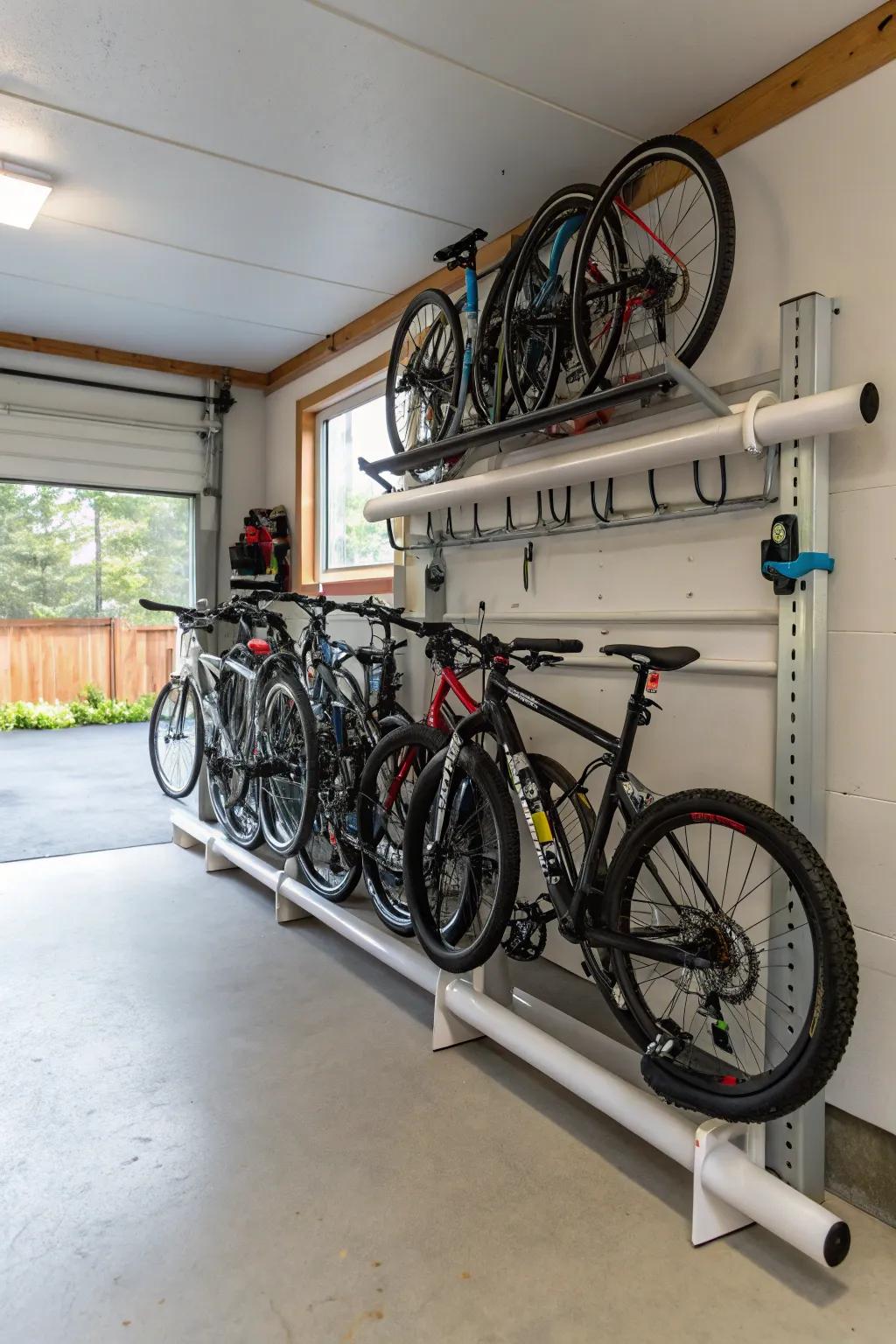 Keep your bikes organized with a custom PVC bike rack.