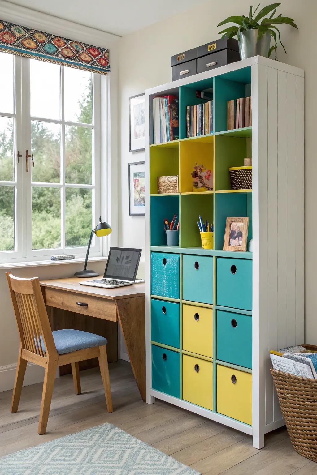 Add vintage charm with a colorful PVC cubby cabinet.