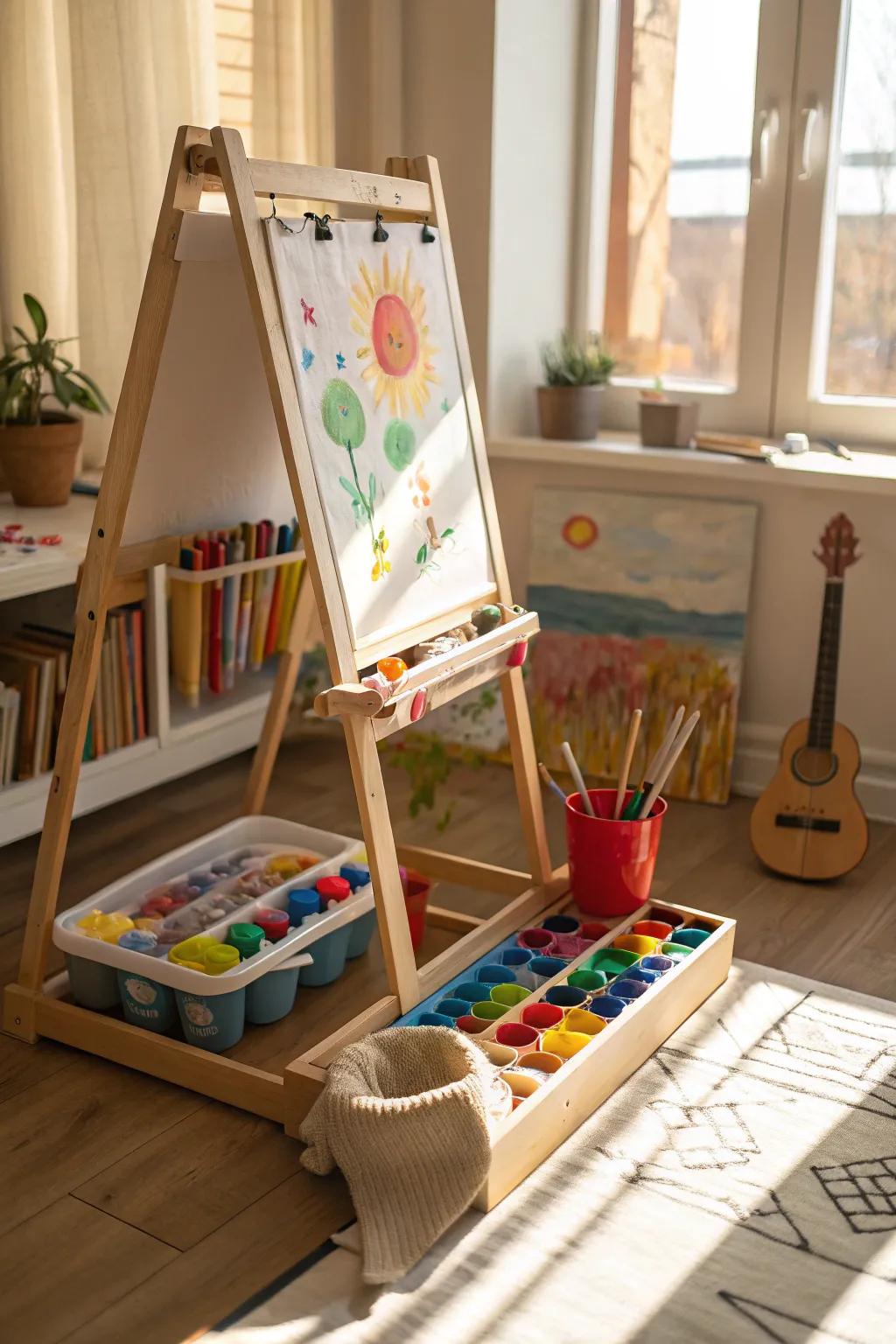 Children's art easel for creative expression