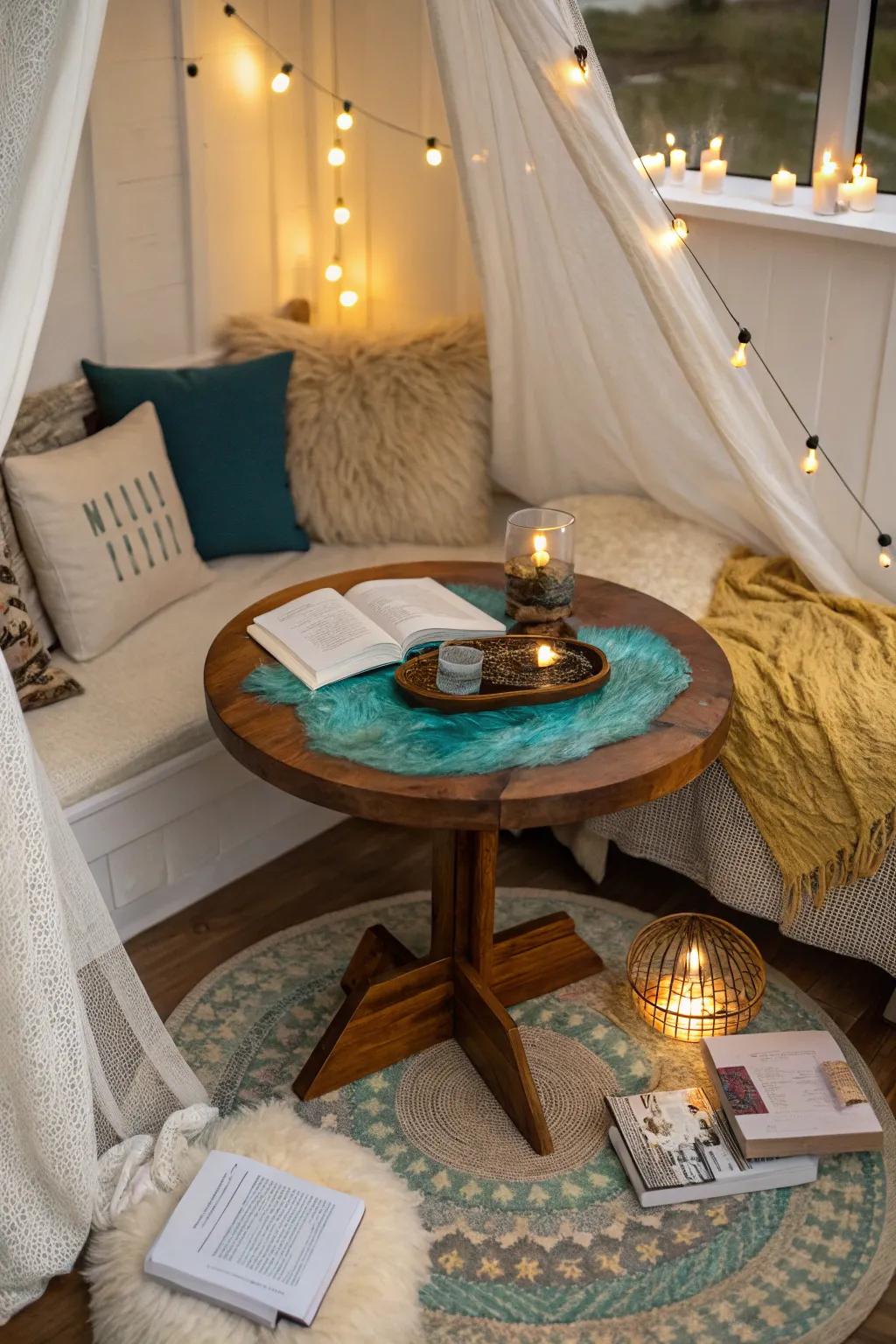 Enhance intimate spaces with round river table designs.