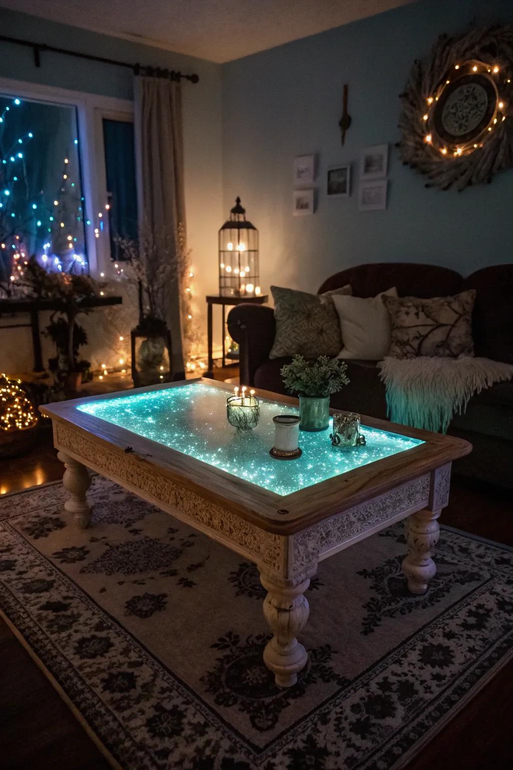 Create magical ambiance with glow-in-the-dark river tables.