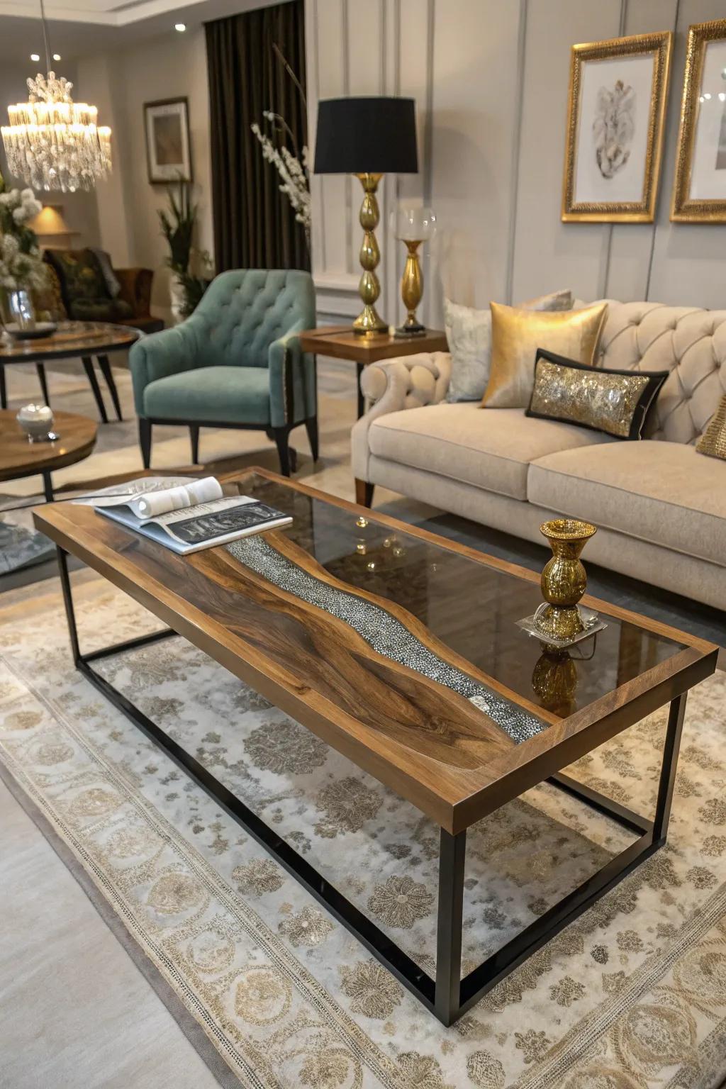 Add sophistication with metal accents in river tables.