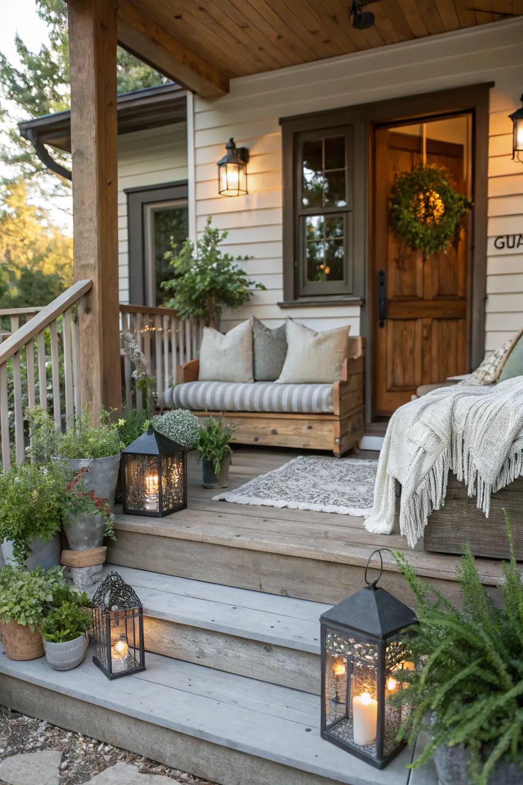 Comfortable seating nook adding charm to the porch.