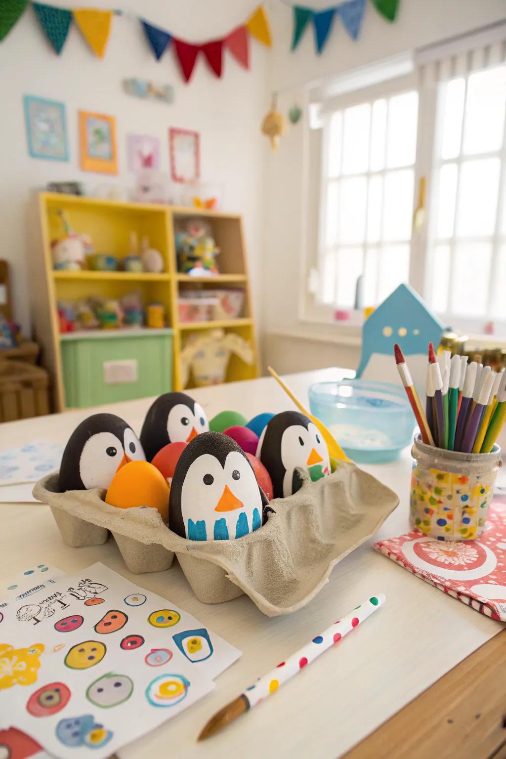Enjoy crafting with these charming egg carton penguins.