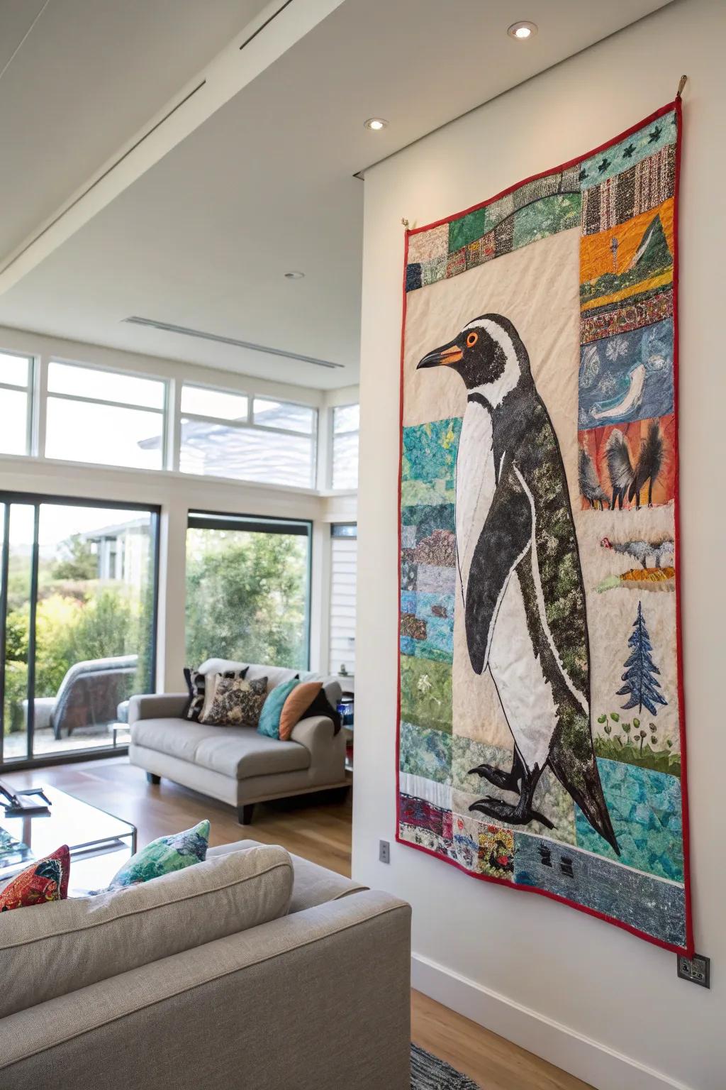 Create eye-catching mixed media penguin collages for your walls.