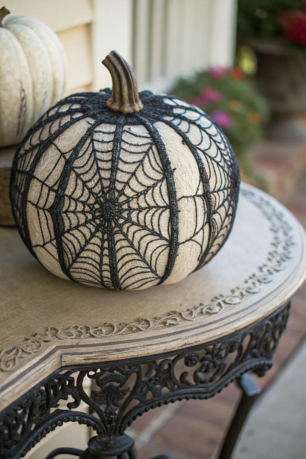 Pumpkin draped with sophisticated black lace