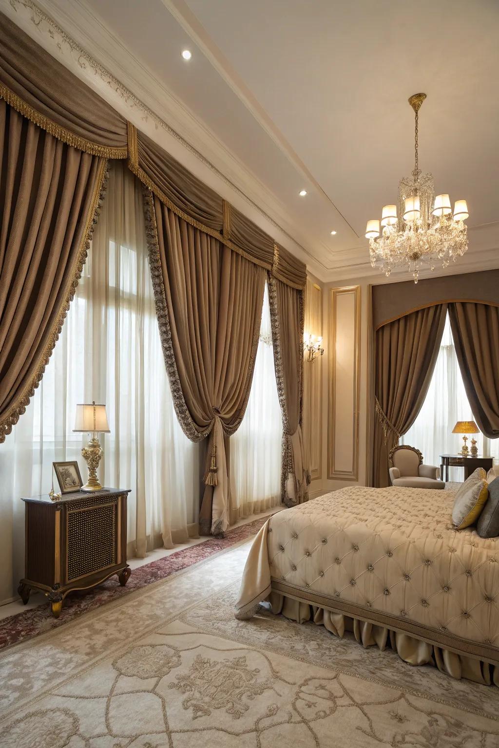 Drapery adds softness and controls lighting in bedrooms.