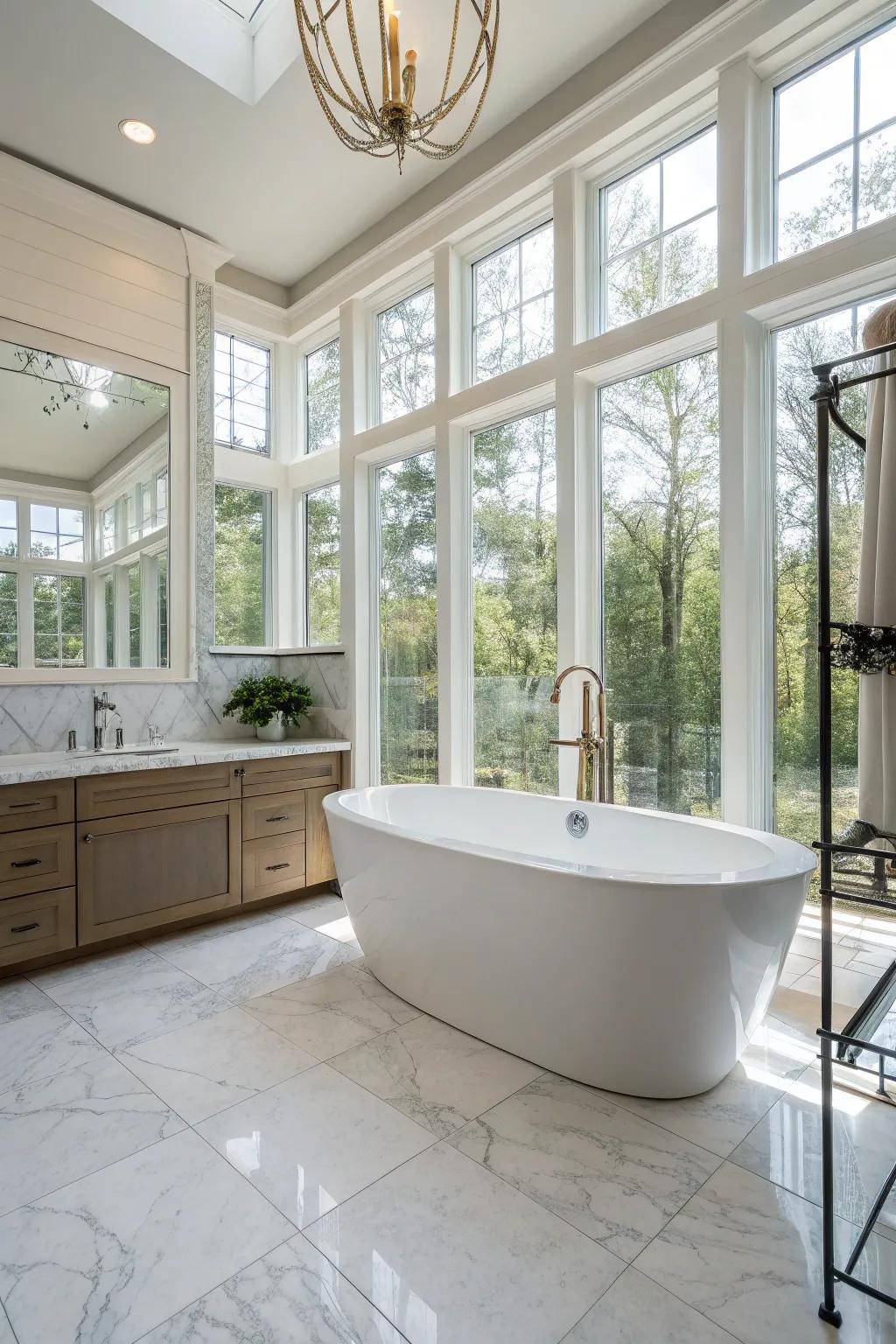 Elegant freestanding bathtub as a focal point.