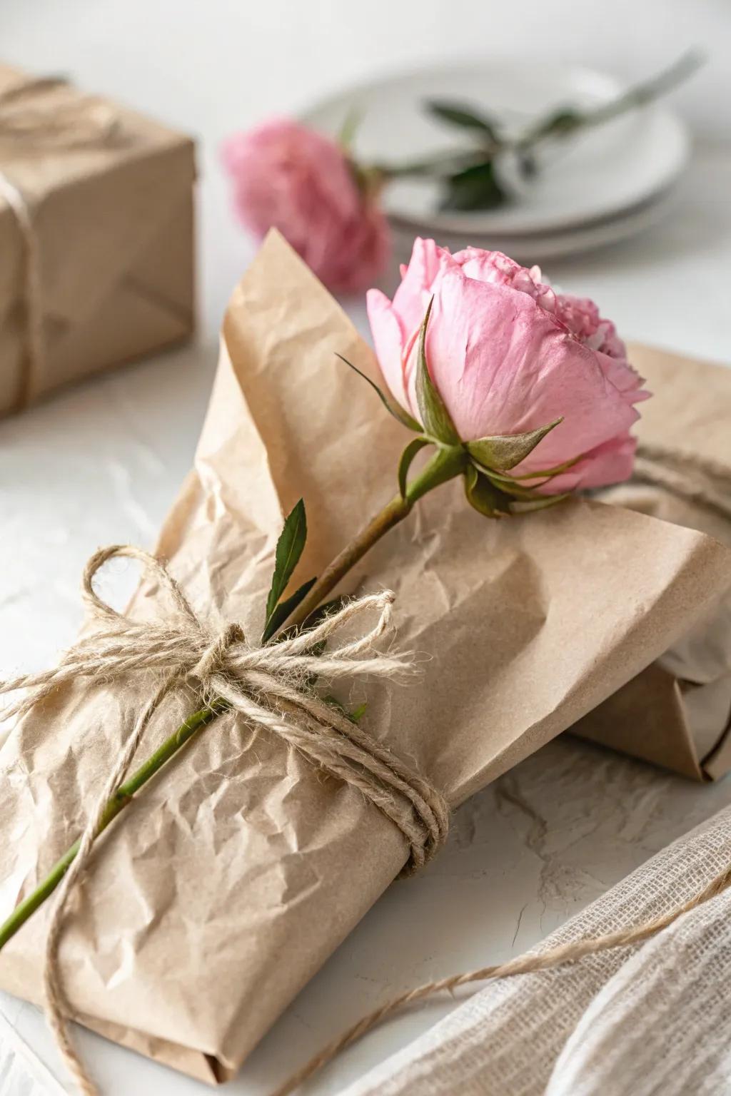 Simple and elegant single flower wrapped beautifully.