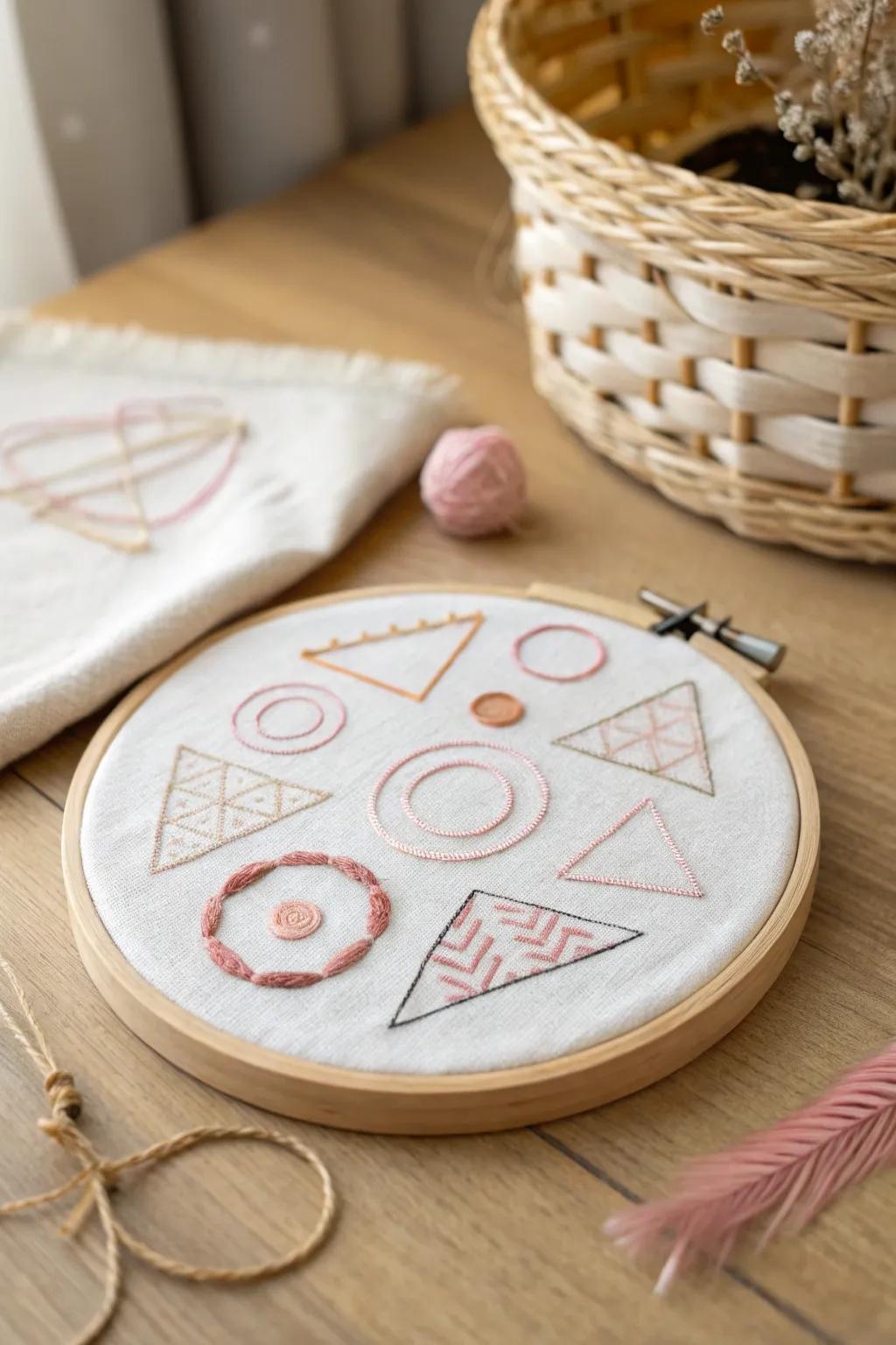 Sleek geometric embroidery showcasing modern simplicity.