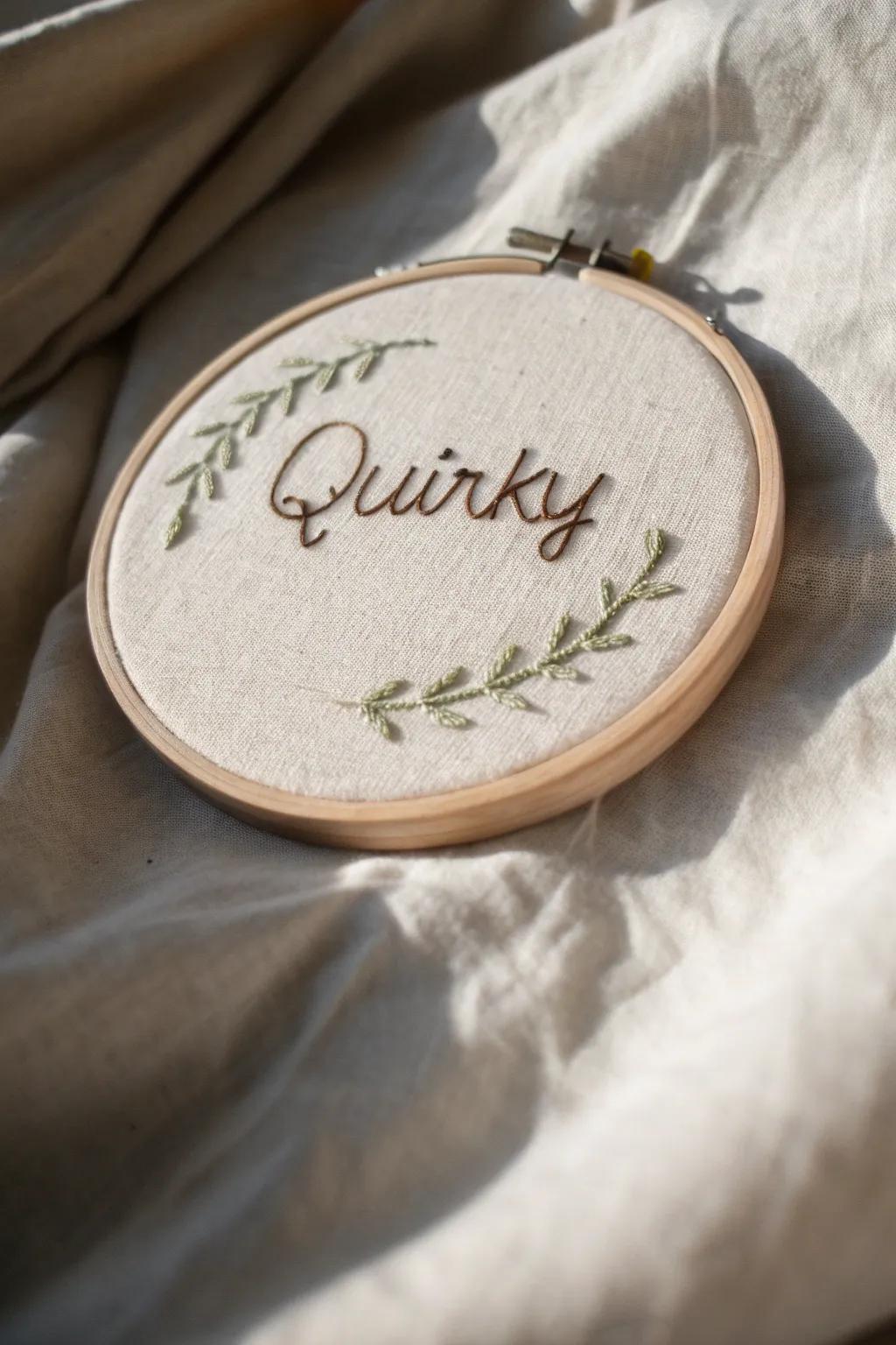 Embroidered quotes adding personality and charm to your space.