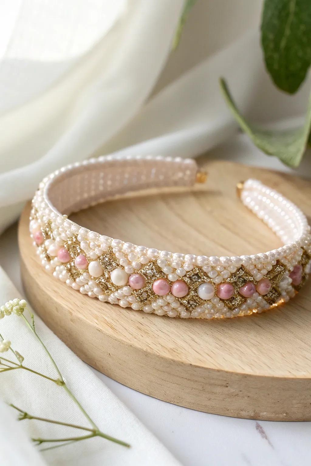 Handcrafted beaded hair accessories adding sparkle and elegance.