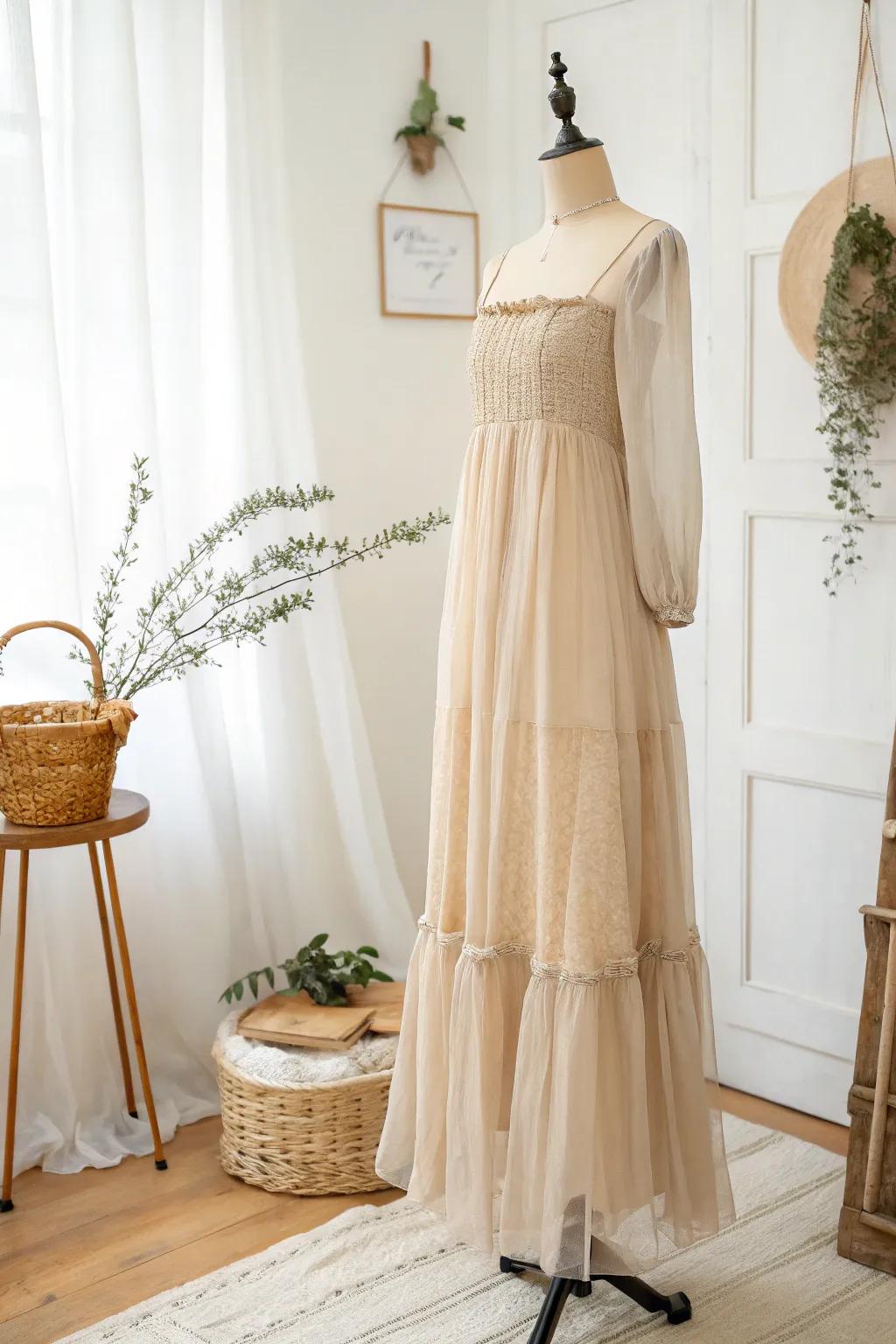 Add graceful layers to lengthen your dress and enhance its charm.