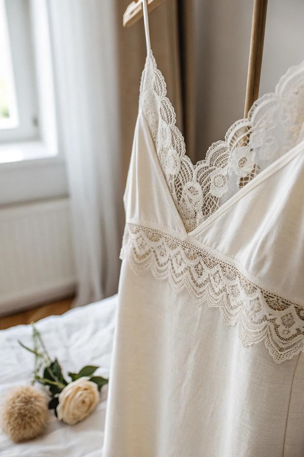 Add a lace slip underneath for a refined and graceful silhouette.