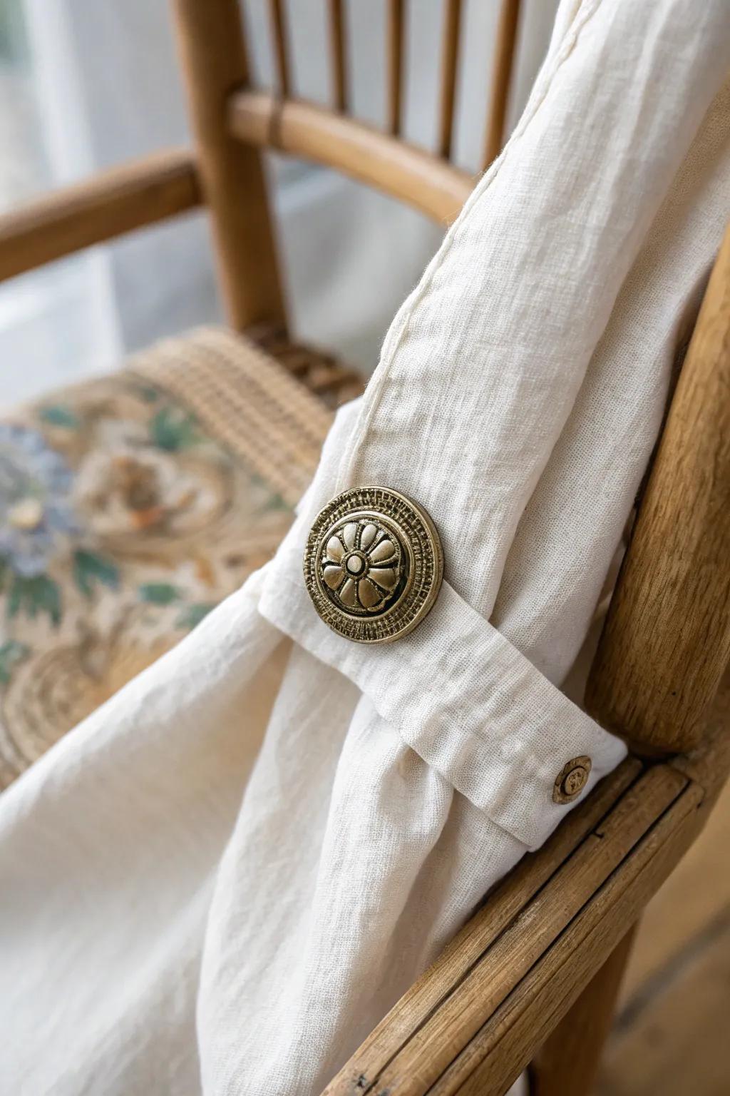 Swap out buttons for a vintage-inspired, elegant upgrade.