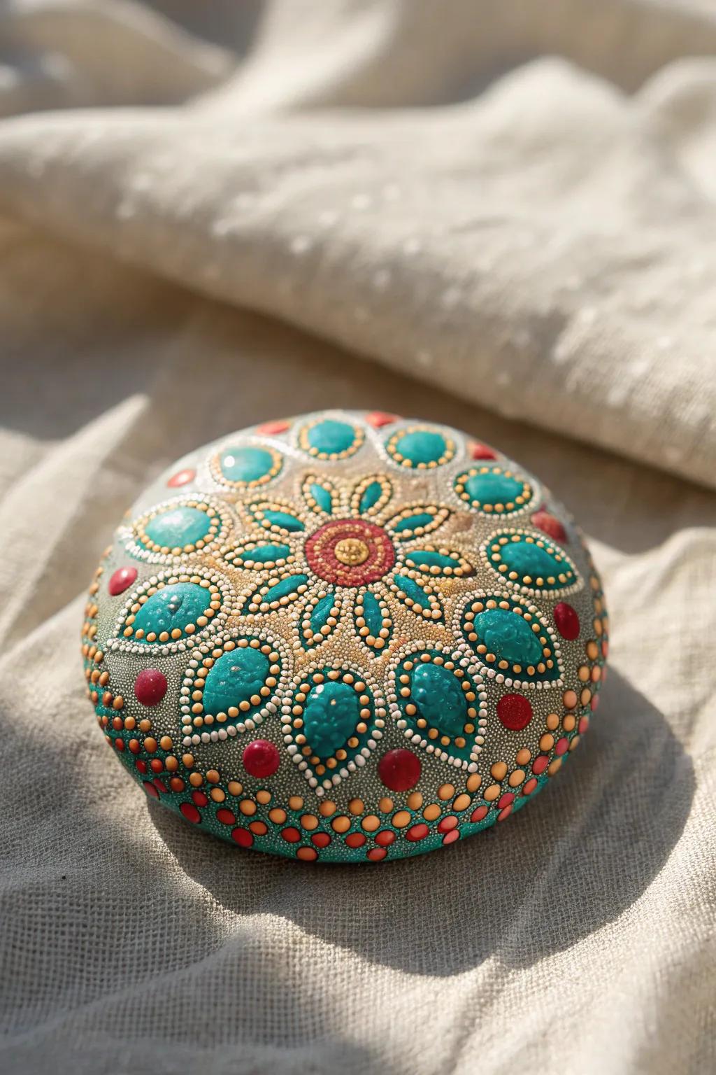 Add texture and vibrancy with colorful dot art on stones.