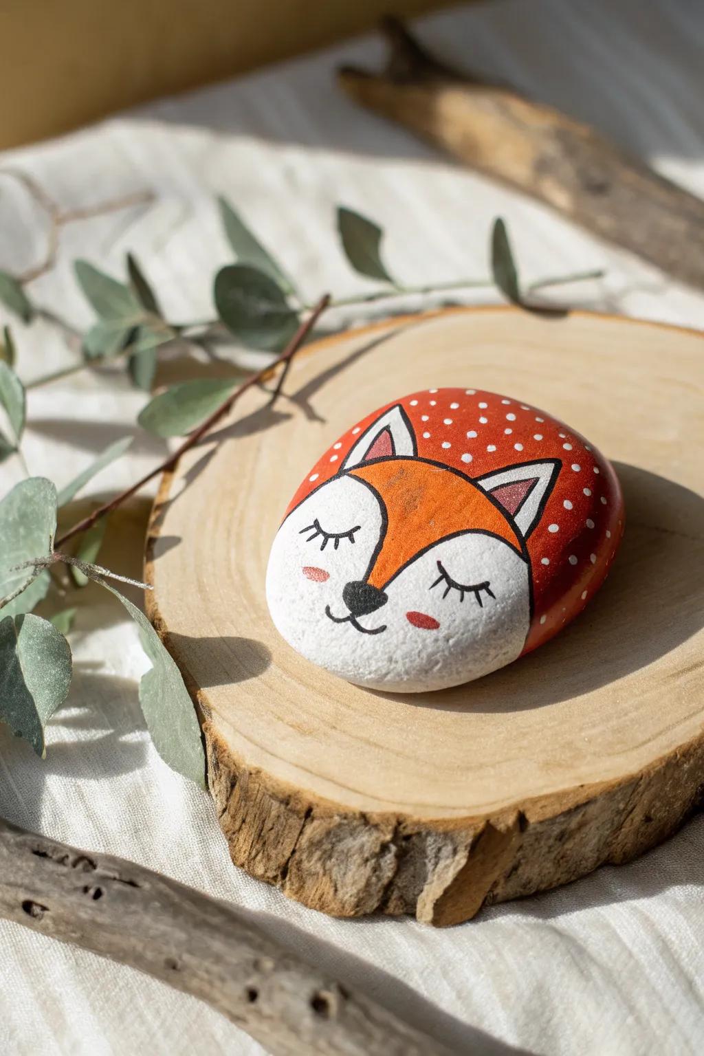 Add warmth with adorable animal face rock paintings.