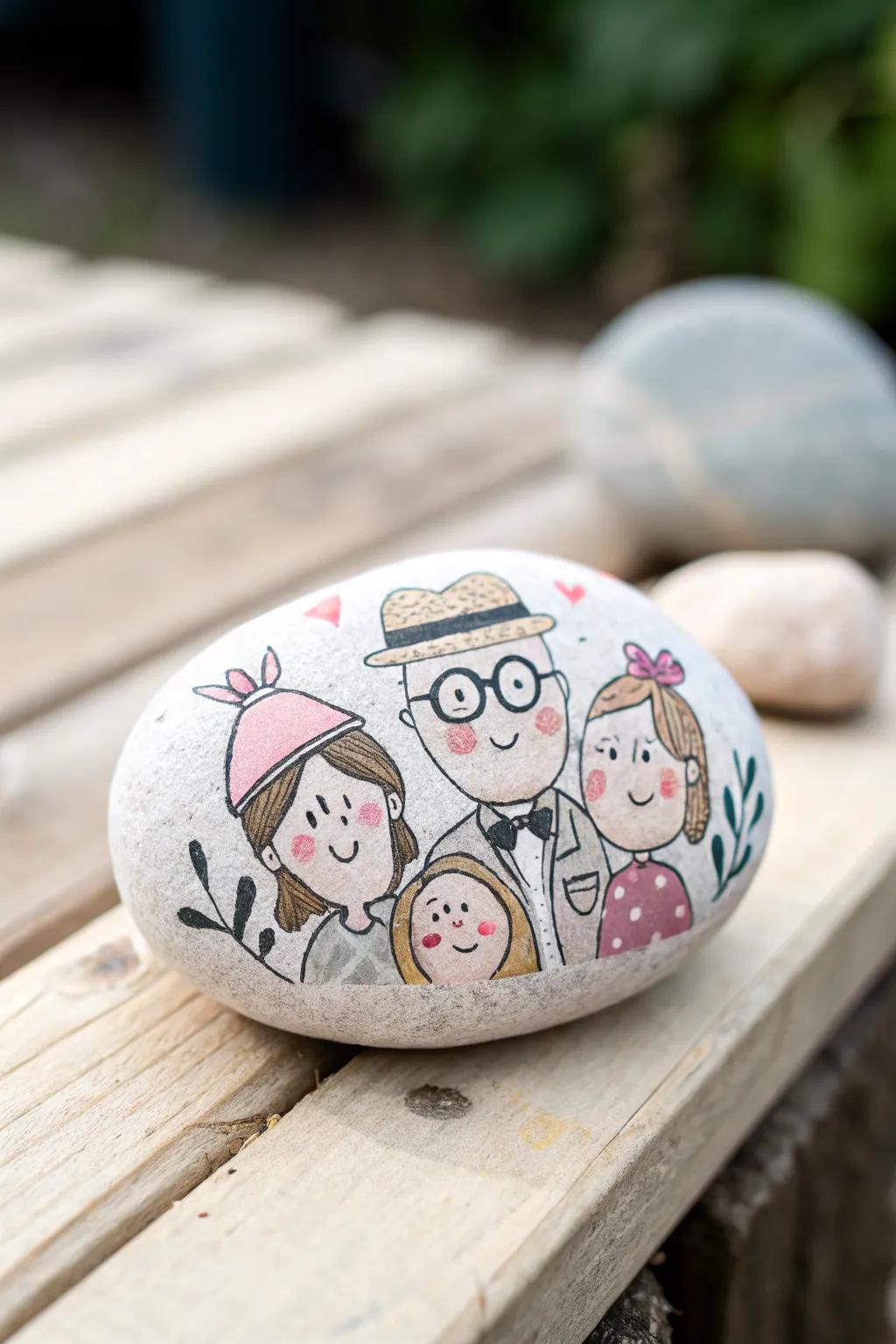 Celebrate loved ones with personalized family and pet rock portraits.