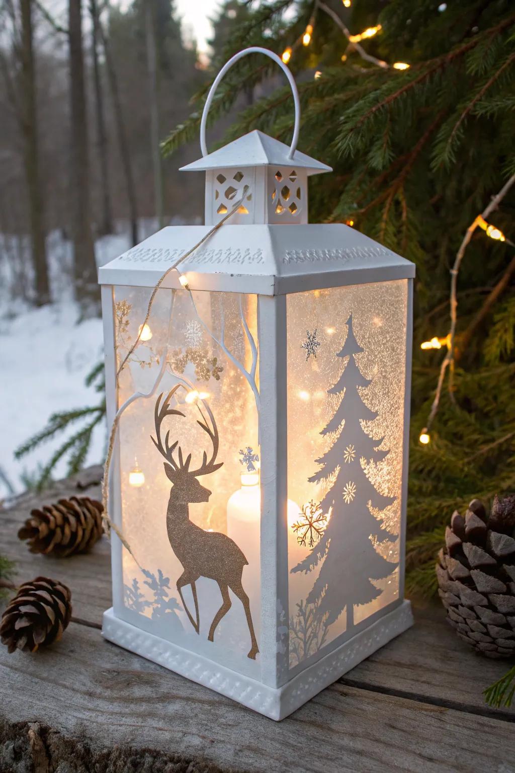 Elegant DIY stag lantern with woodland theme