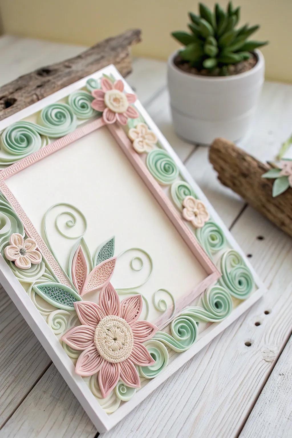 Celebrate Mother's Day with a delicate and artistic paper quilling frame.