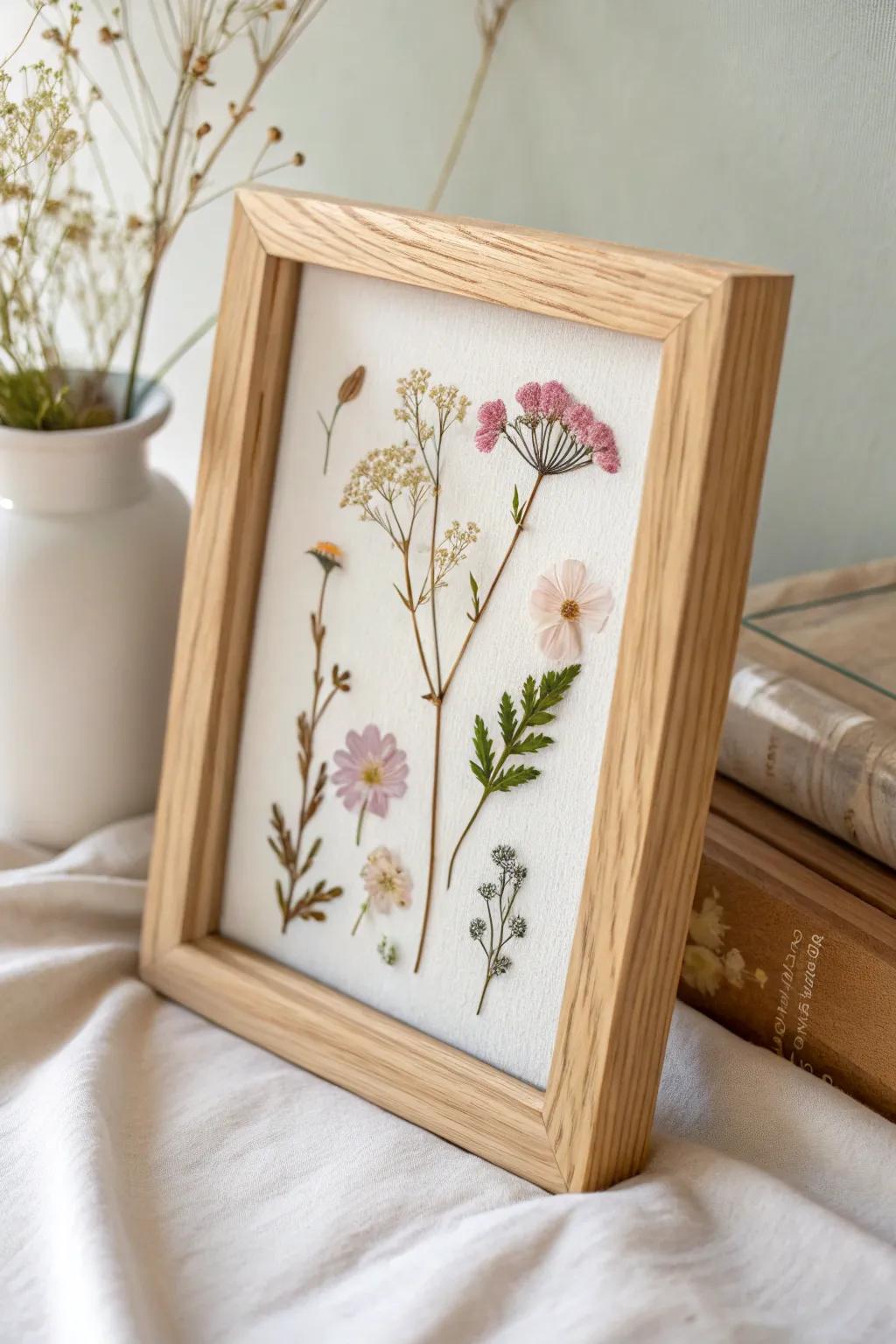 Bring nature indoors with a beautifully crafted pressed flower frame for Mother's Day.