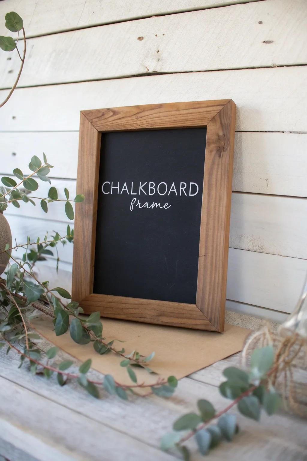 A charming chalkboard frame for ever-changing heartfelt messages on Mother's Day.