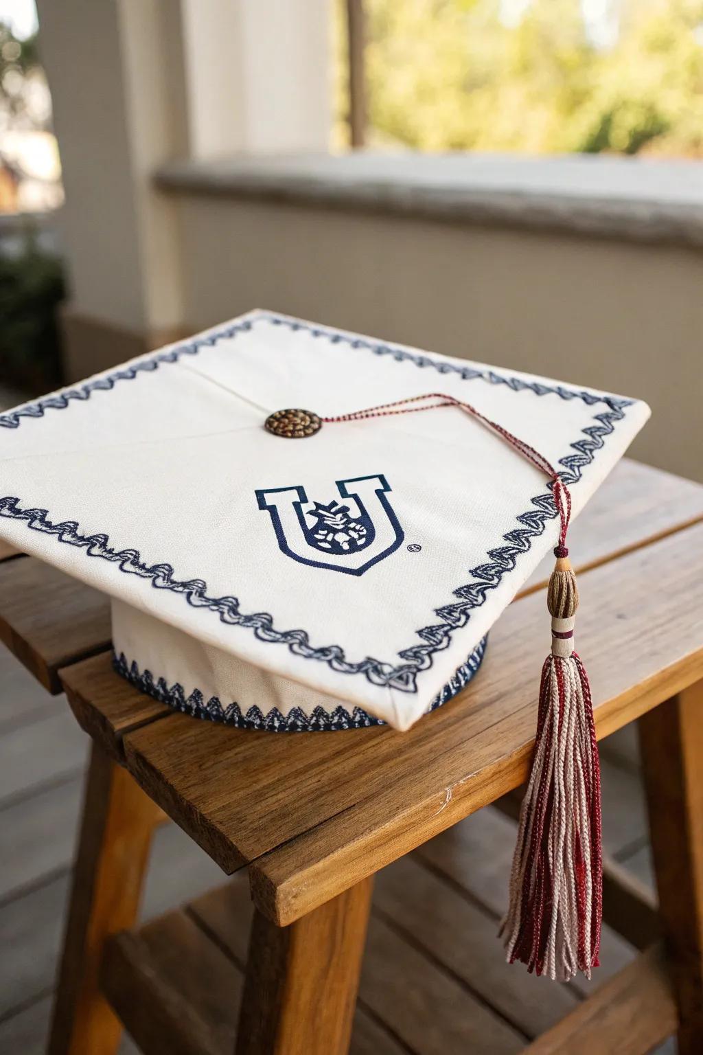 Celebrate your academic journey with a cap that proudly displays your school spirit.