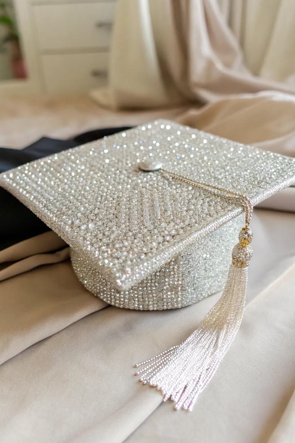 Add sparkle and glamour to your graduation cap with rhinestone decorations.
