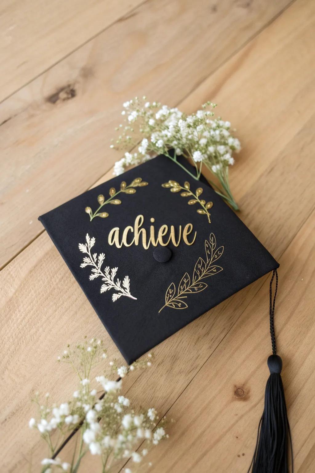 Embrace simplicity and elegance with a minimalist graduation cap design.