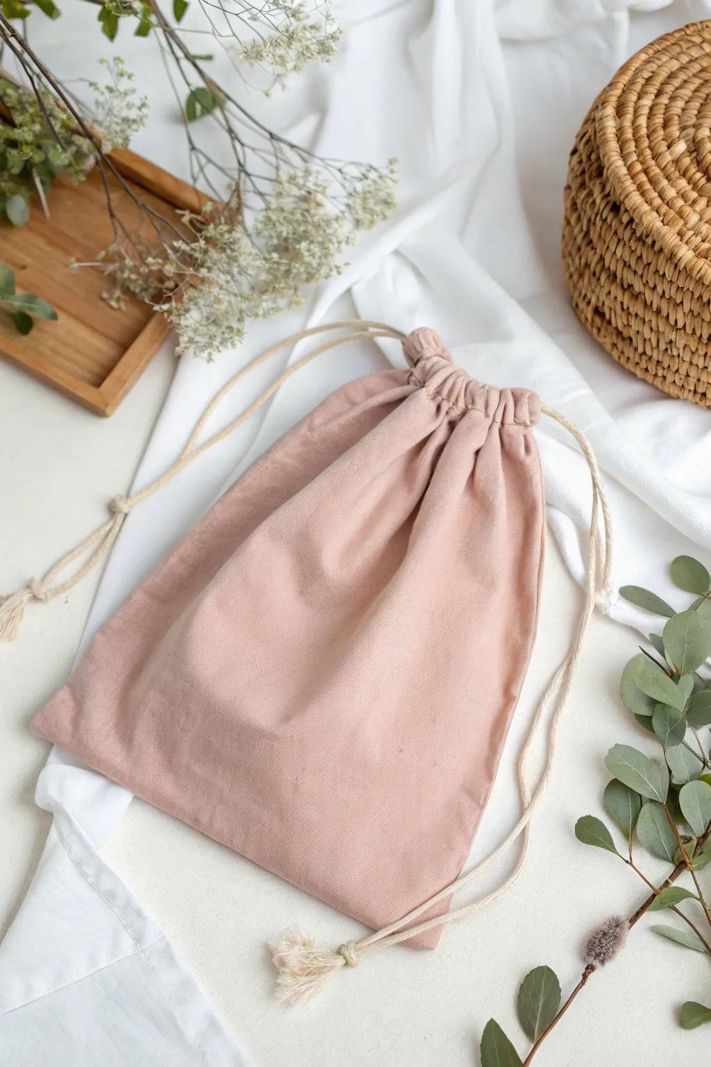 Give your old clothes a new purpose with an upcycled drawstring bag that's both stylish and sustainable.
