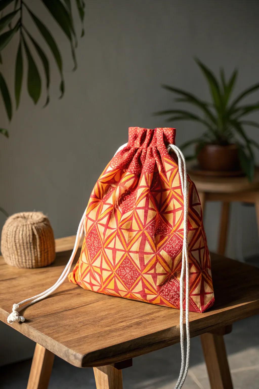 Bring energy to your look with a bright drawstring bag that adds a splash of color to minimalist style.