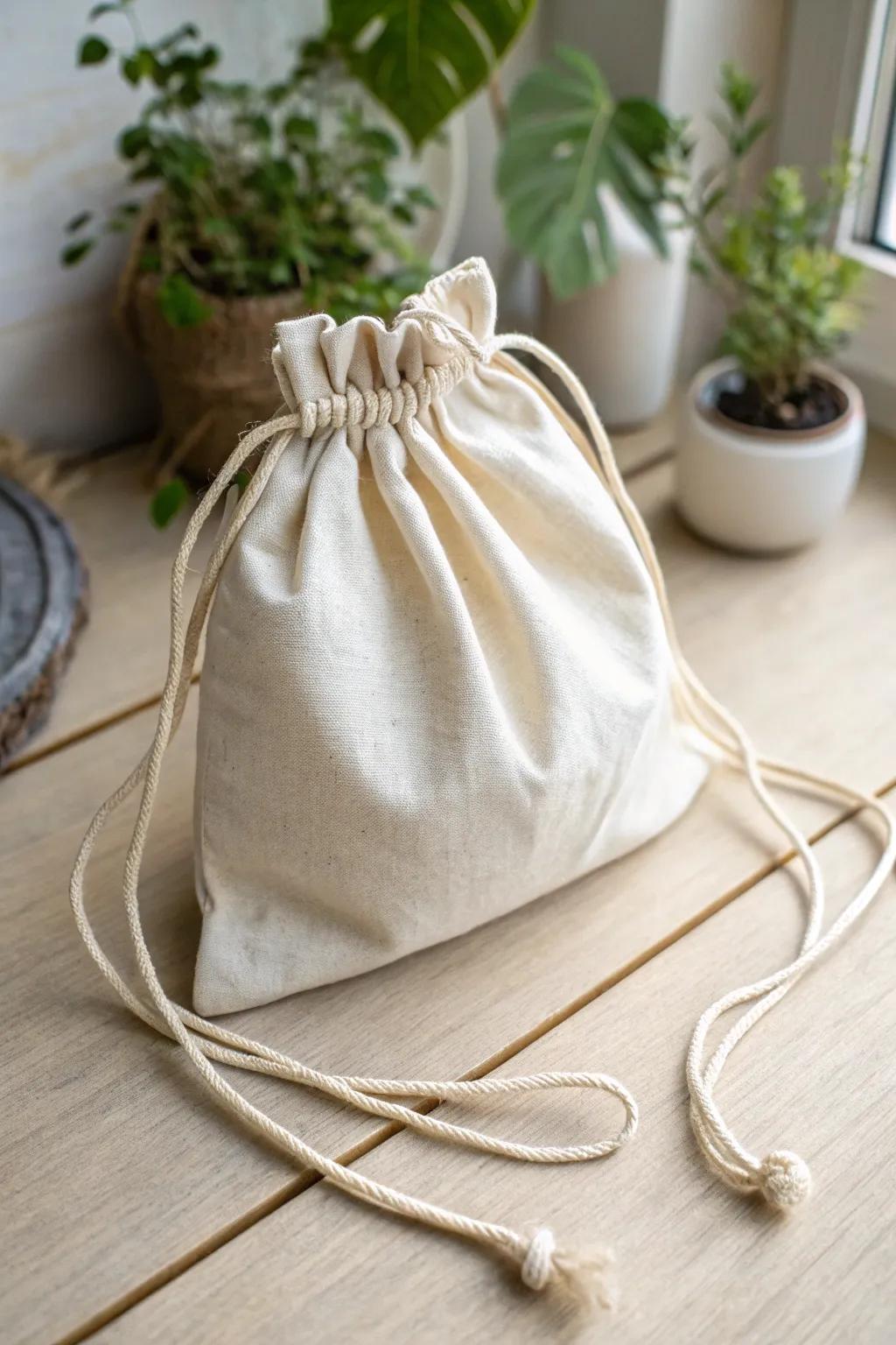 Celebrate understated elegance with a minimalist drawstring bag that's both chic and functional.