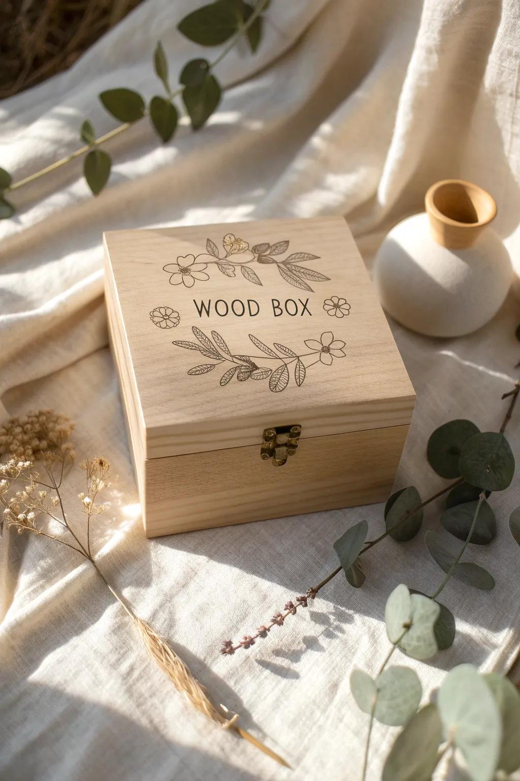 Personalized box featuring stenciled initials and delicate designs