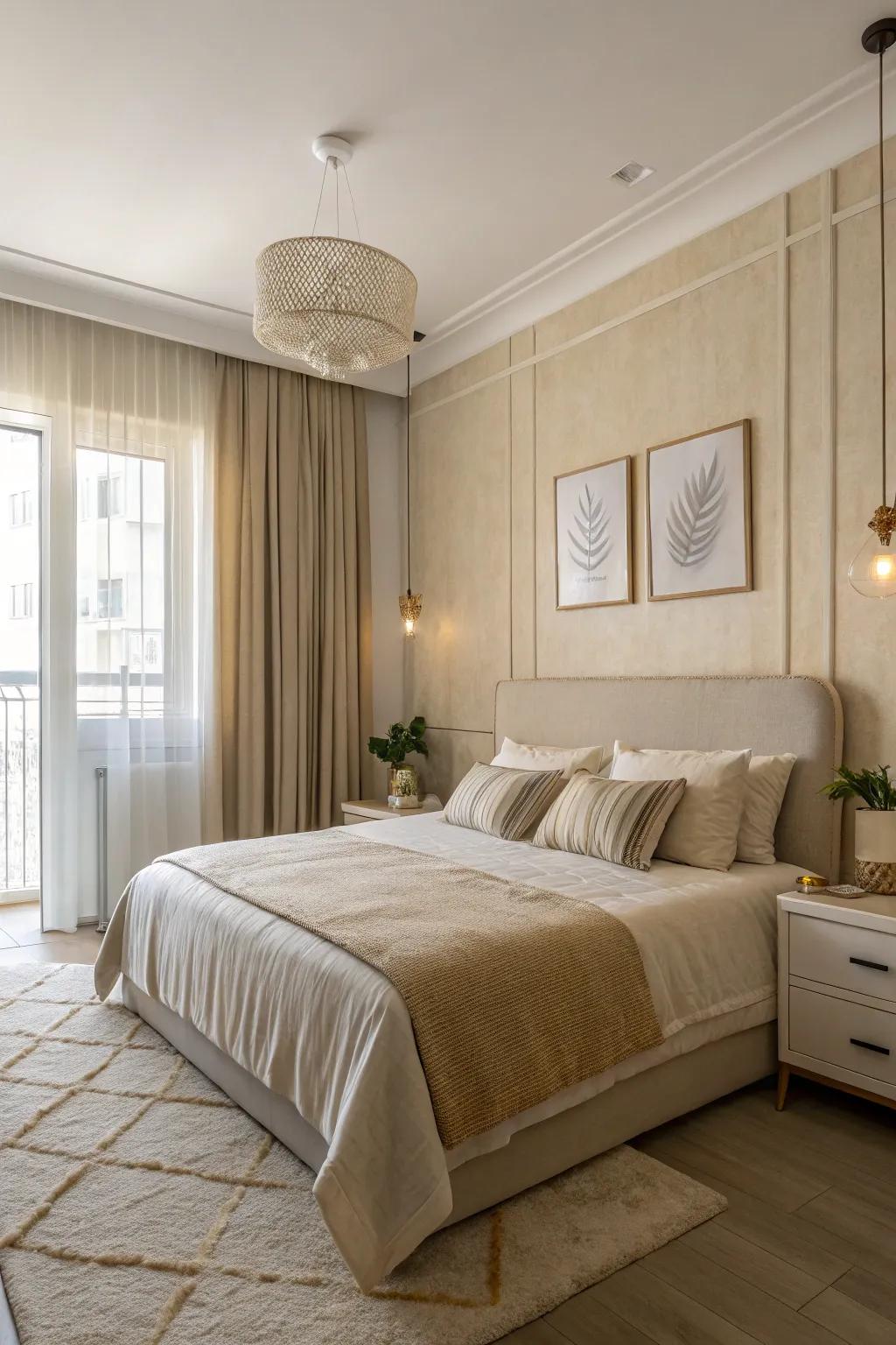 Serene bedroom with cream and soft beige hues