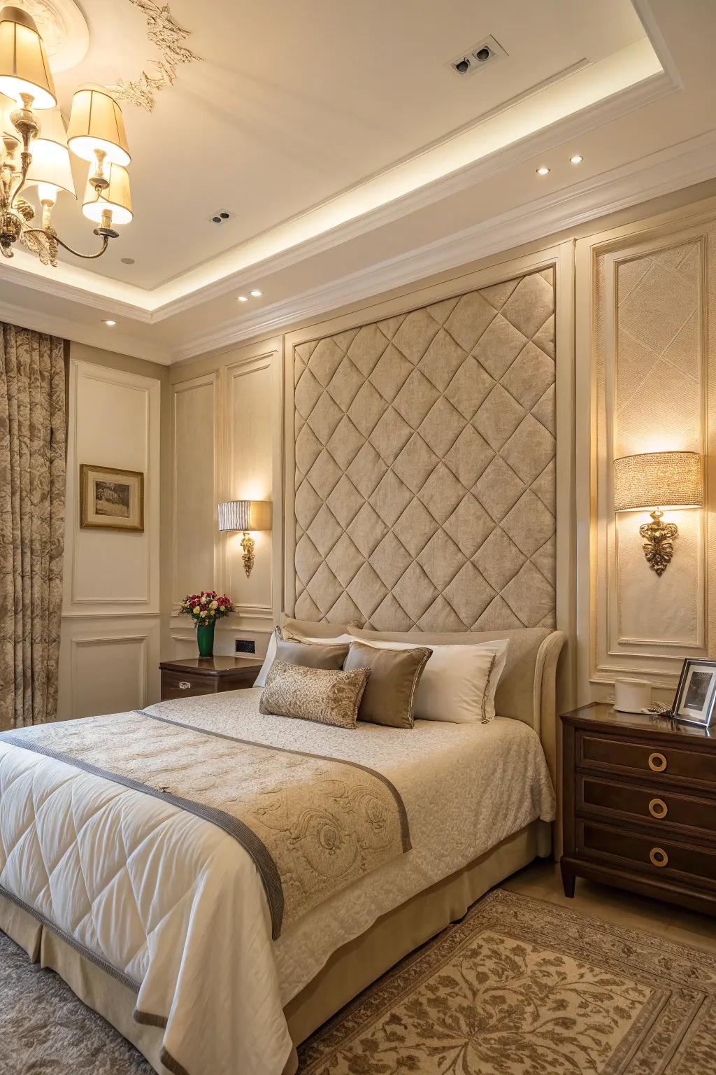 Cream wall panelling adding depth and elegance